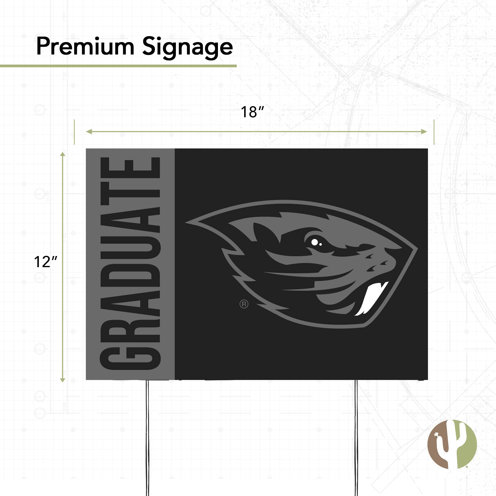 Desert Cactus Oregon State University Graduate Sign Graduating House 12 Inches x 18 Inches With Stakes (Grad Sign 3)