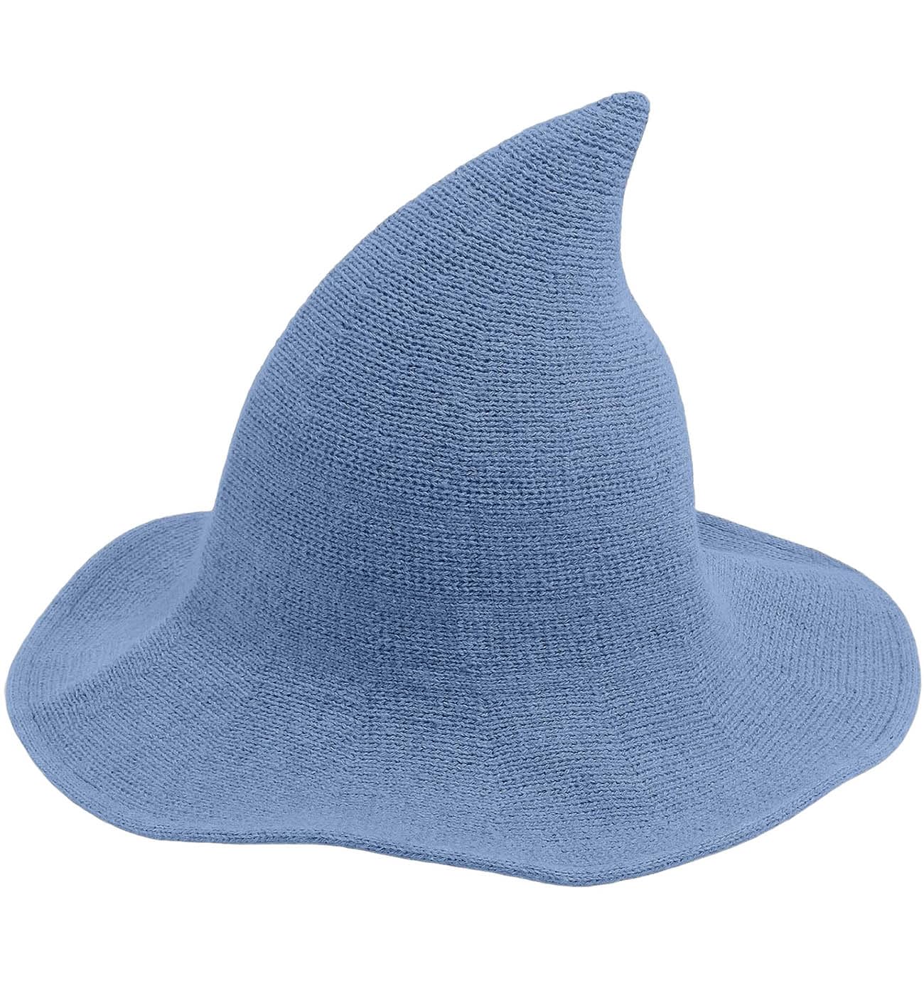 YouNuo Witch Hat for Women, Classic Halloween Knitted Wool Wizard Hat,Wide Brim Pointed Witches Cap for Party Cosplay Costume, Lake Blue, One Size (Fits Most)