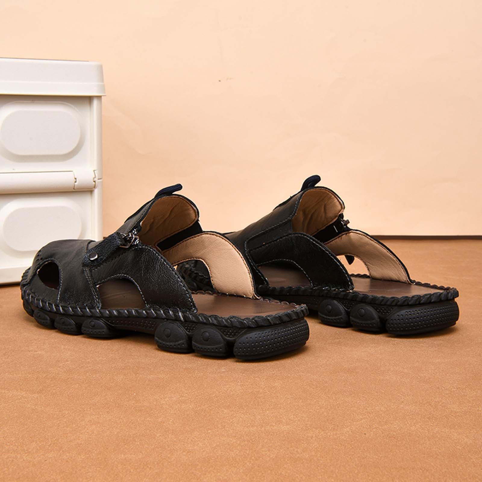 Sandalias Trekking Hombre Suela de Goma Malla Transpirable con Bandas Ajustables Talla Grande Zapatillas Deportivas Playa Abiertas Punta Cerrada Chancla Zapatilla Calzado Antideslizante Comodo