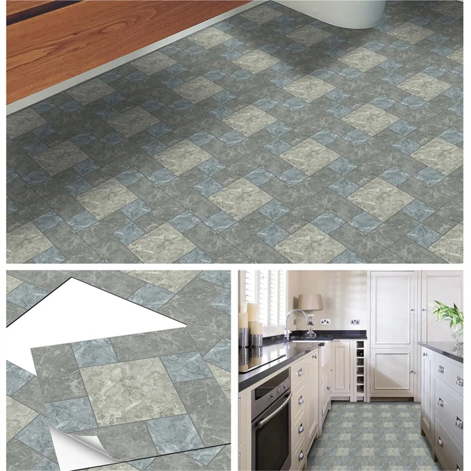 Pavimento Pvc Adesivo for piastrelle for pavimenti autoadesivo da 30x30 cm, impermeabile, antiscivolo, for bagno. Decorazione for la stanza.(Style20,30x30cmx5pcs)