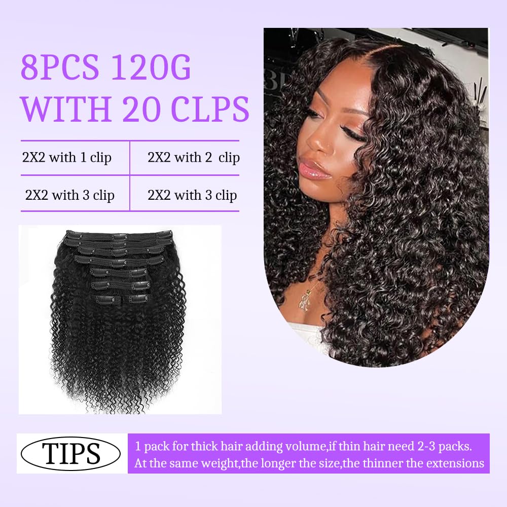 Curly Clip-In Human Hair Extensions, Brazilian Remy Hair