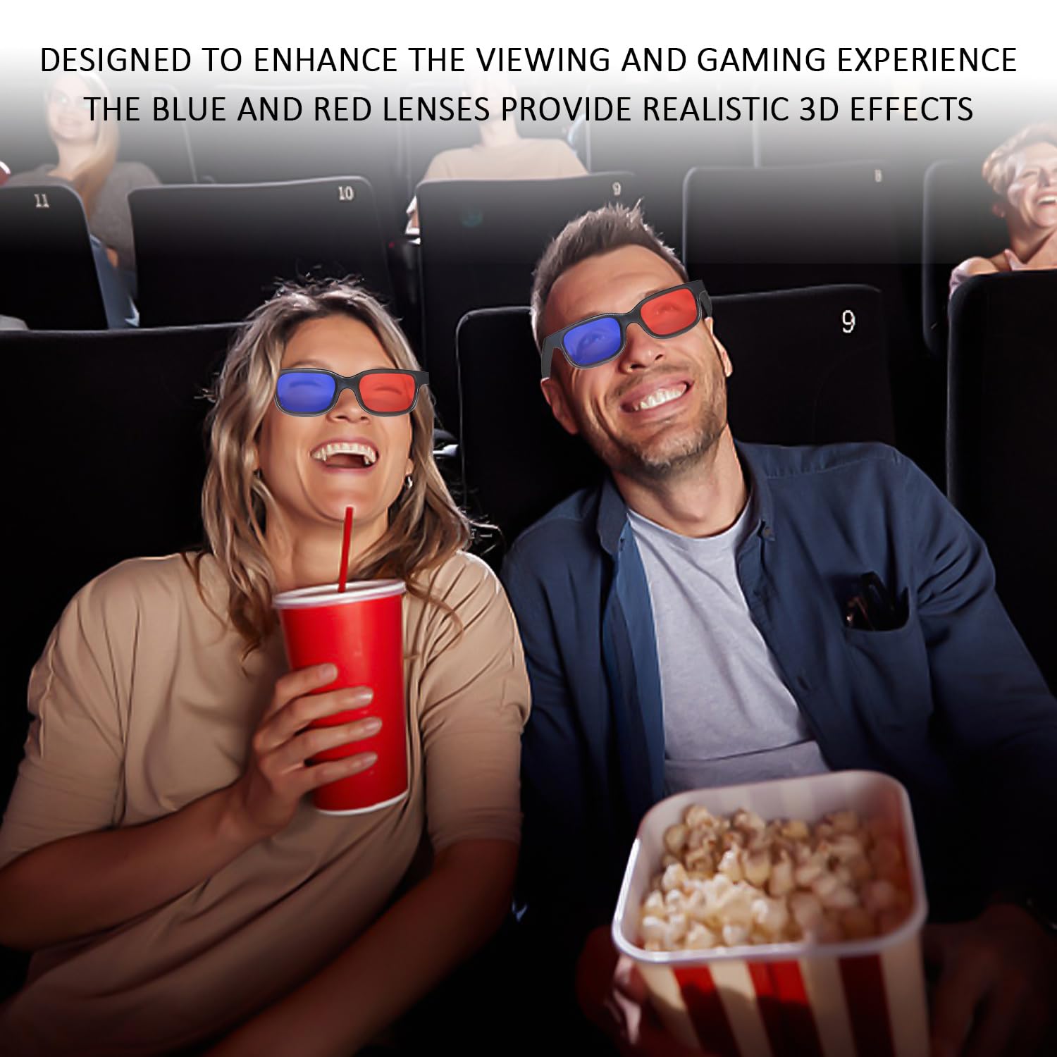 Okulary 3D TV - 4 Sztuki Czerwone i Niebieskie do Filmów i Gier Komputerowych, Przenośne, Jeden Rozmiar