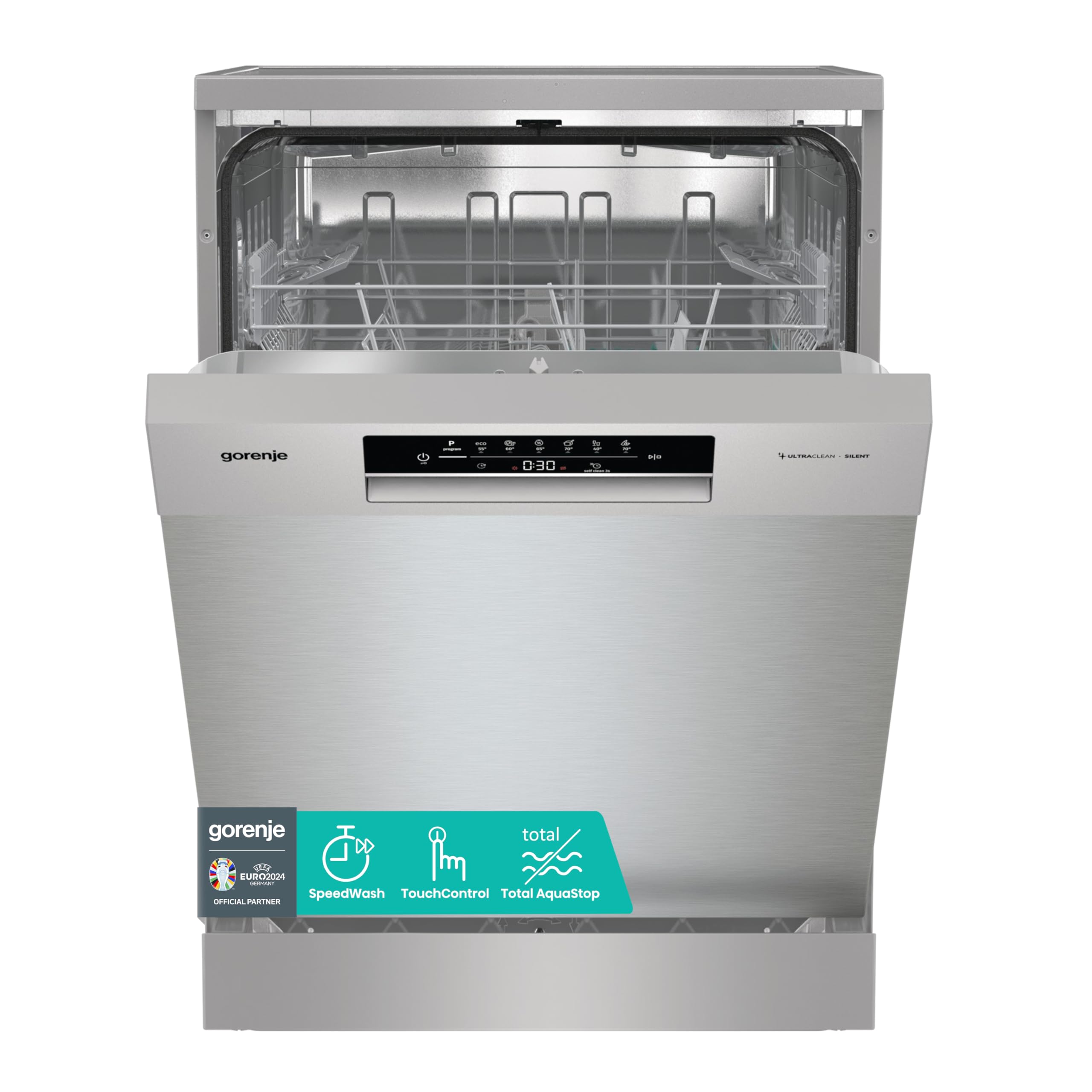 Gorenje GS642E90X - Lavavajillas de pie (60 cm, 13 coberturas, total AquaStop, protección completa contra desbordamiento, programa de higiene, función SpeedWash, autolimpieza, cesta para cubiertos