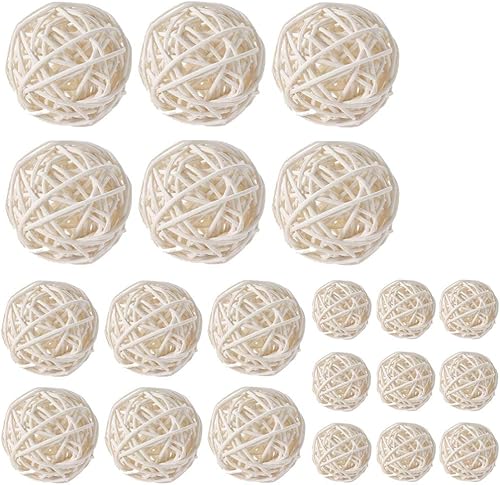 Worldoor - Juego de 21 bolas de mimbre para jardín boda decoración de fiesta decoración de casa adornos de florero esferas naturales árbol de