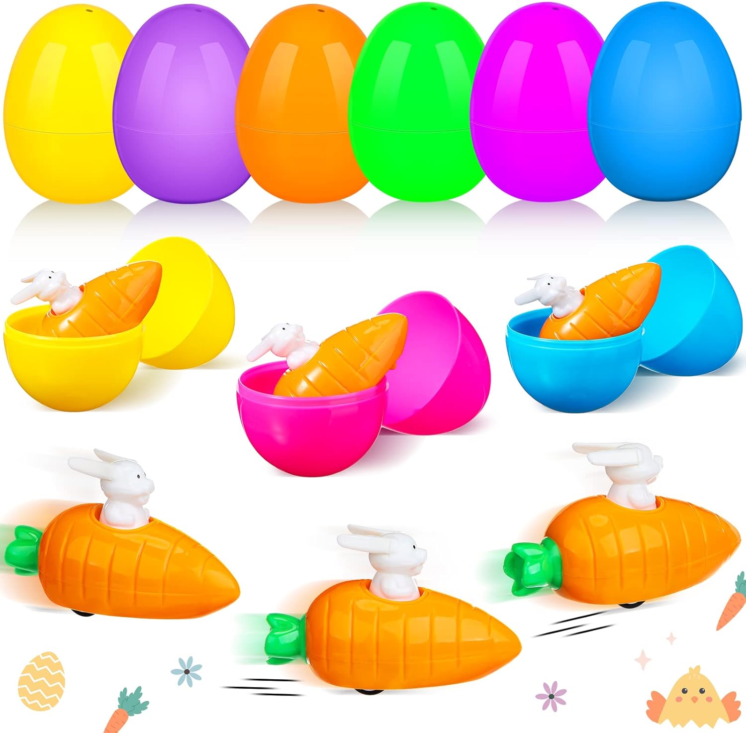 12 Pcs Plastic Easter Eggs with Toys Inside Easter Egg