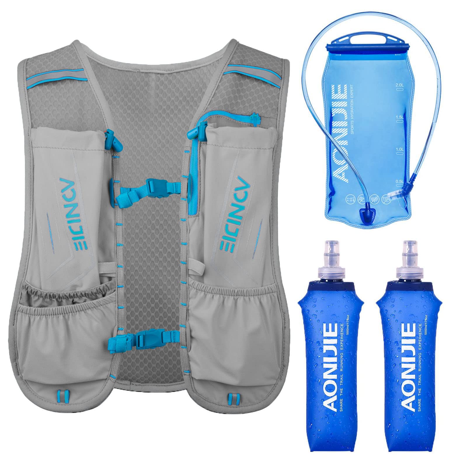 AONIJIE Running Hydration Vest for Women Men, Adjustable & Lightweight Hydration Vest Backpack for Hiking Cycling Race Marathon