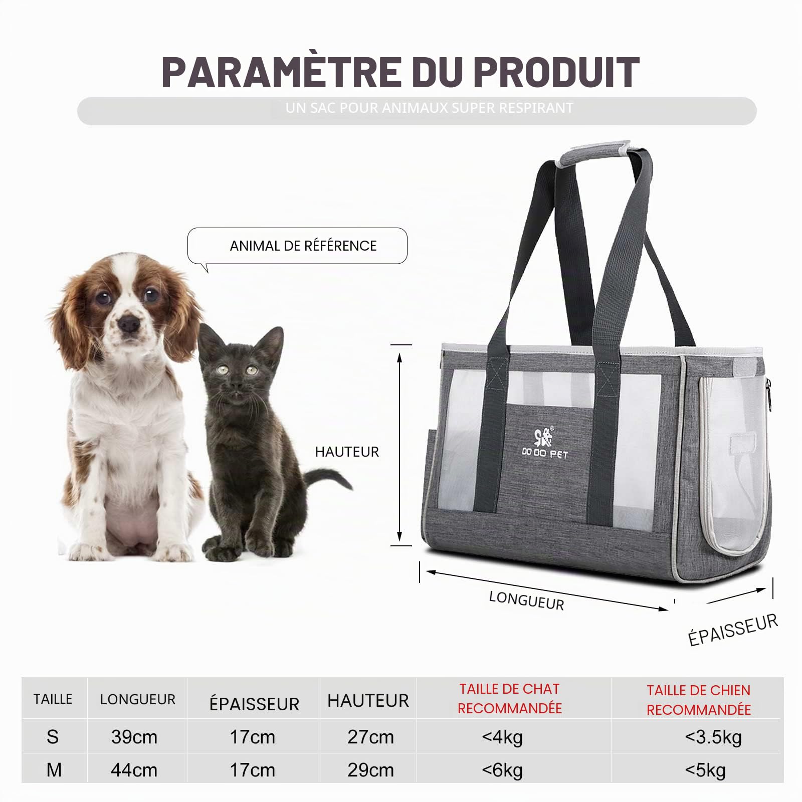 PETCUTE Sac Transport Chat Petit Chien,Sac de Transport pour Chien et Chat avec Sangle de Sécurité Interne,Sac de Transport pour Animaux de Compagnie avec Abnehmbares Kissen,Airline Approuvé