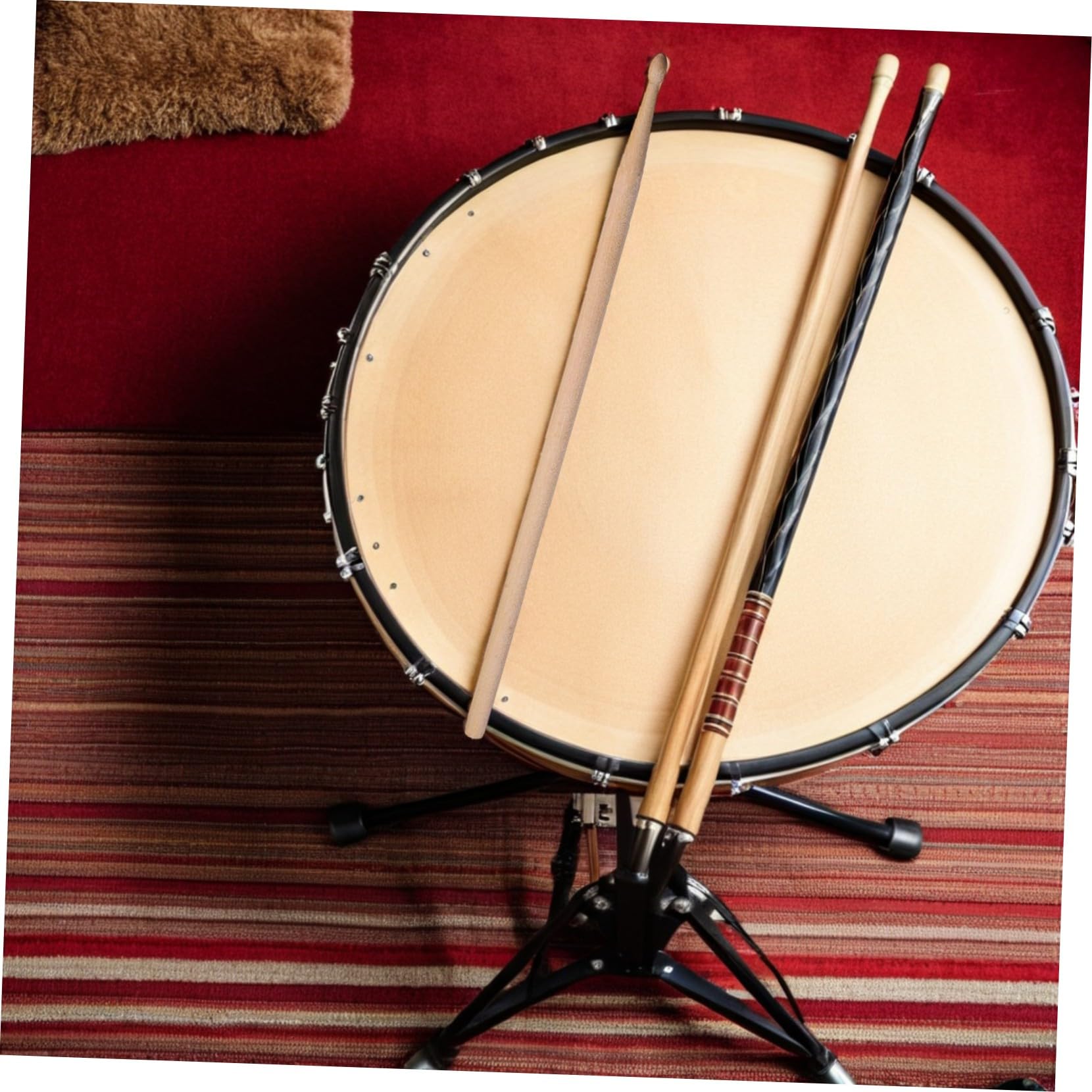 Holz Drumsticks 2 Stück 5a mit Schlägeltasche, Schwarz | Elektronische Schlagzeuge, Weiche Aufbewahrungstasche aus Stoff, 2 für Auftritte