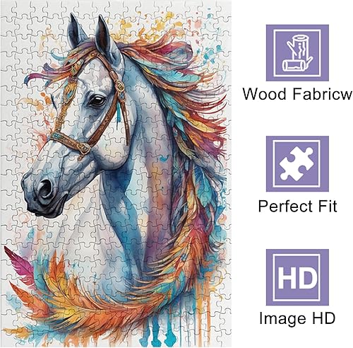 Miniatura 2 de Rompecabezas de caballo Quatma para adultos, 300 piezas, póster magnífico de caballos, rompecabezas de caballos magníficos rompecabezas de escena