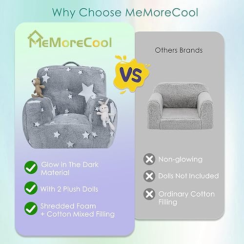 Miniatura 5 de MeMoreCool Sofá para niños, sofá brillante, cómodo sofá para niños, sofá puf para dormitorio, muebles de sala de juegos, silla de felpa suave para