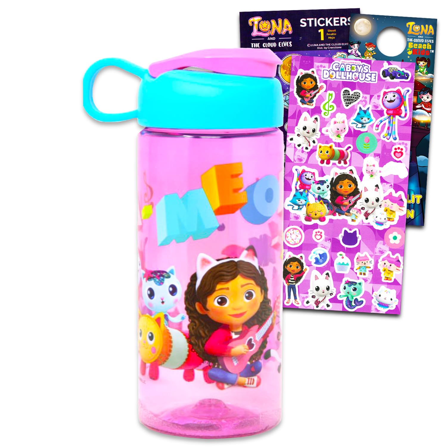 DreamWorks Gabbys Dollhouse Water Bottle Bundle - Gabbys Dollhouse School Supplies Set with Water Bottle Stickers More Gabbys