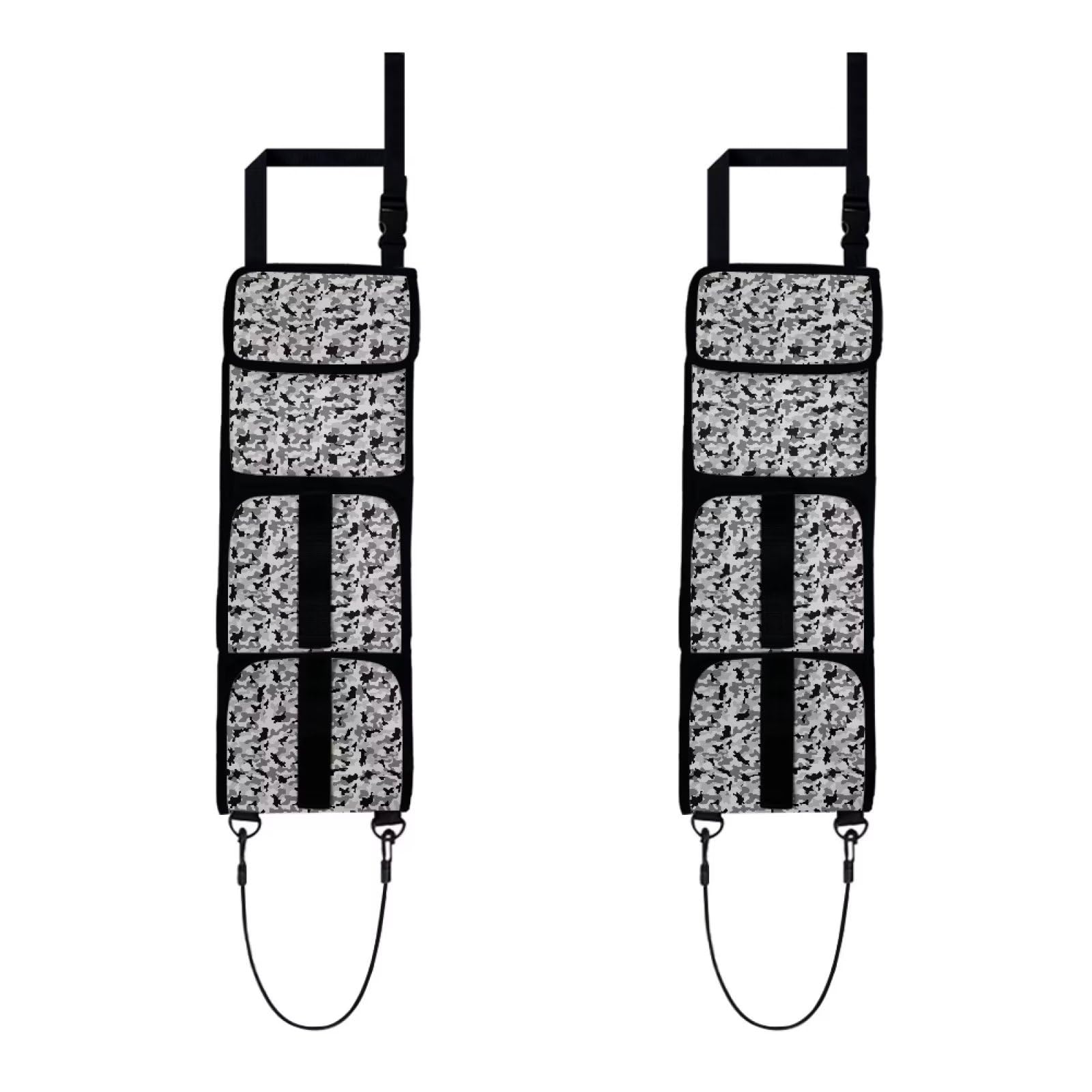 Yewattles Camo Grey Hunting Gun Sling Organizer Holder Truck Hanging Gun Case Bag with Storage Pockets Car Back Seat Gun Sling Bag Set of 2