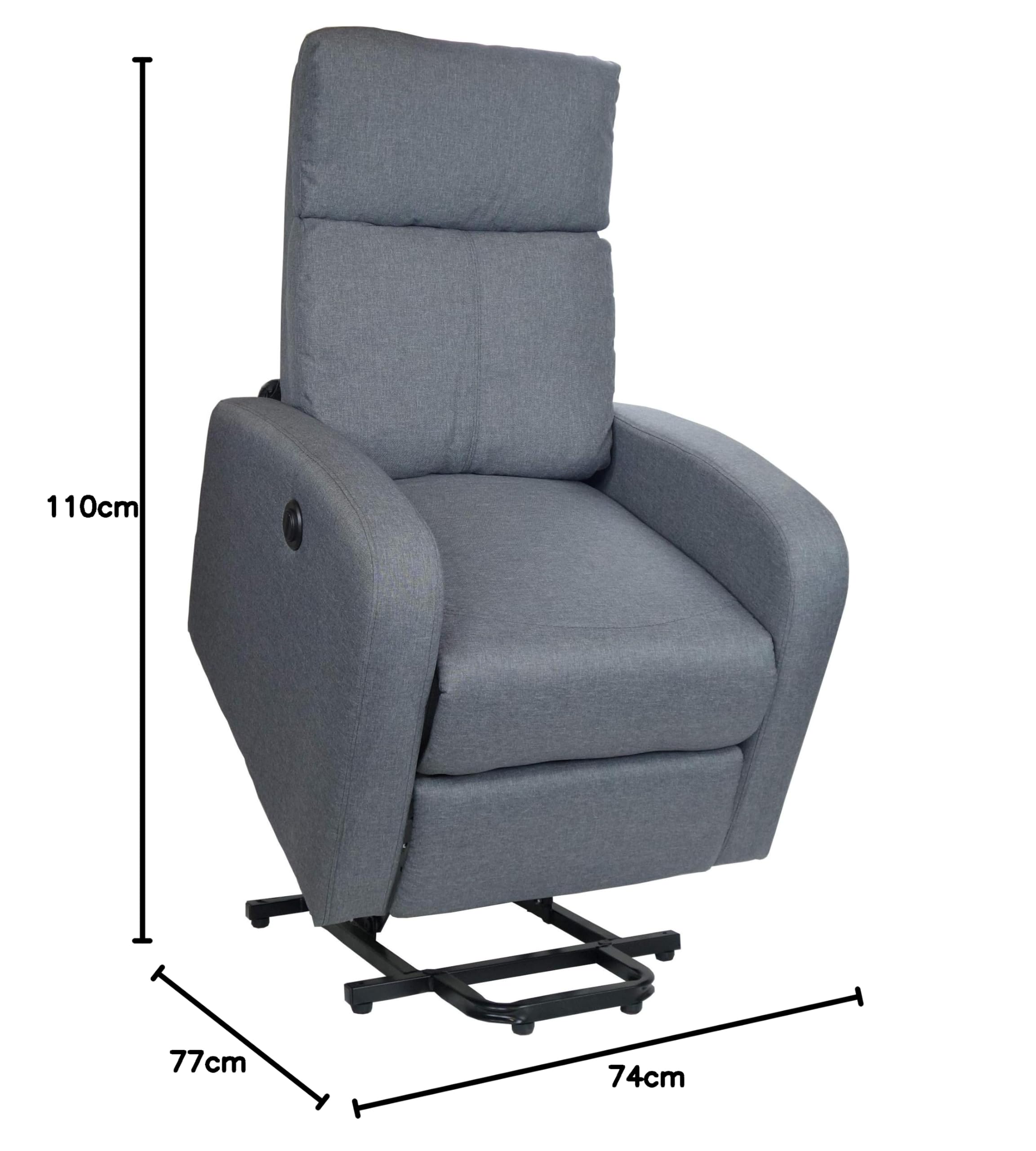Totò Piccinni Poltrona Relax EUREKA ELETTRICA Alzapersona con Massaggi, Pulsantiera Laterale, Telecomando, Imbottita, Struttura in Legno, Ideale per Anziani (Tessuto Grigio)