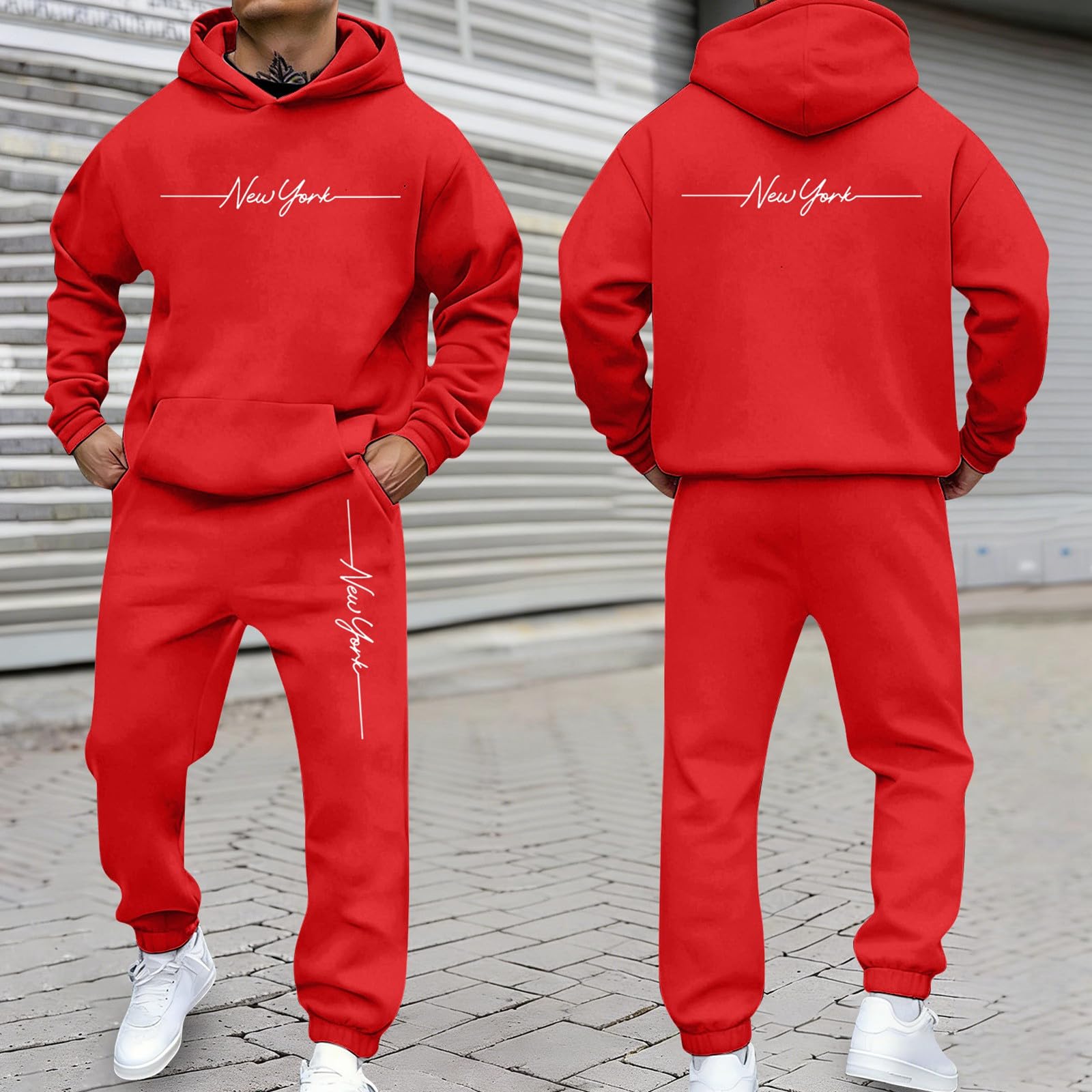 Ensemble streetwear homme, sweat capuche et jogging, deux pièces confortables