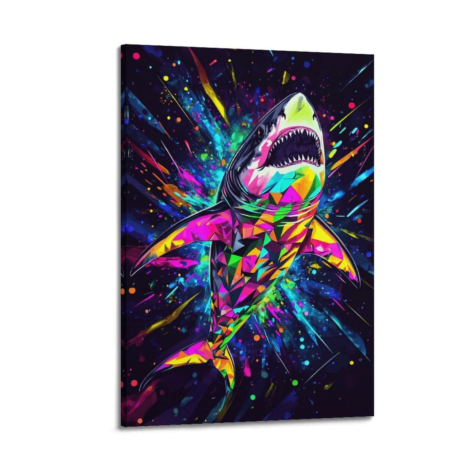 CXHJCA Animal Poster Colourful Sharks Poster Decorative Painting Canvas Wall Posters And Art Picture Print Modern Family Bedroom Decor Posters 24x36inch(60x90cm)