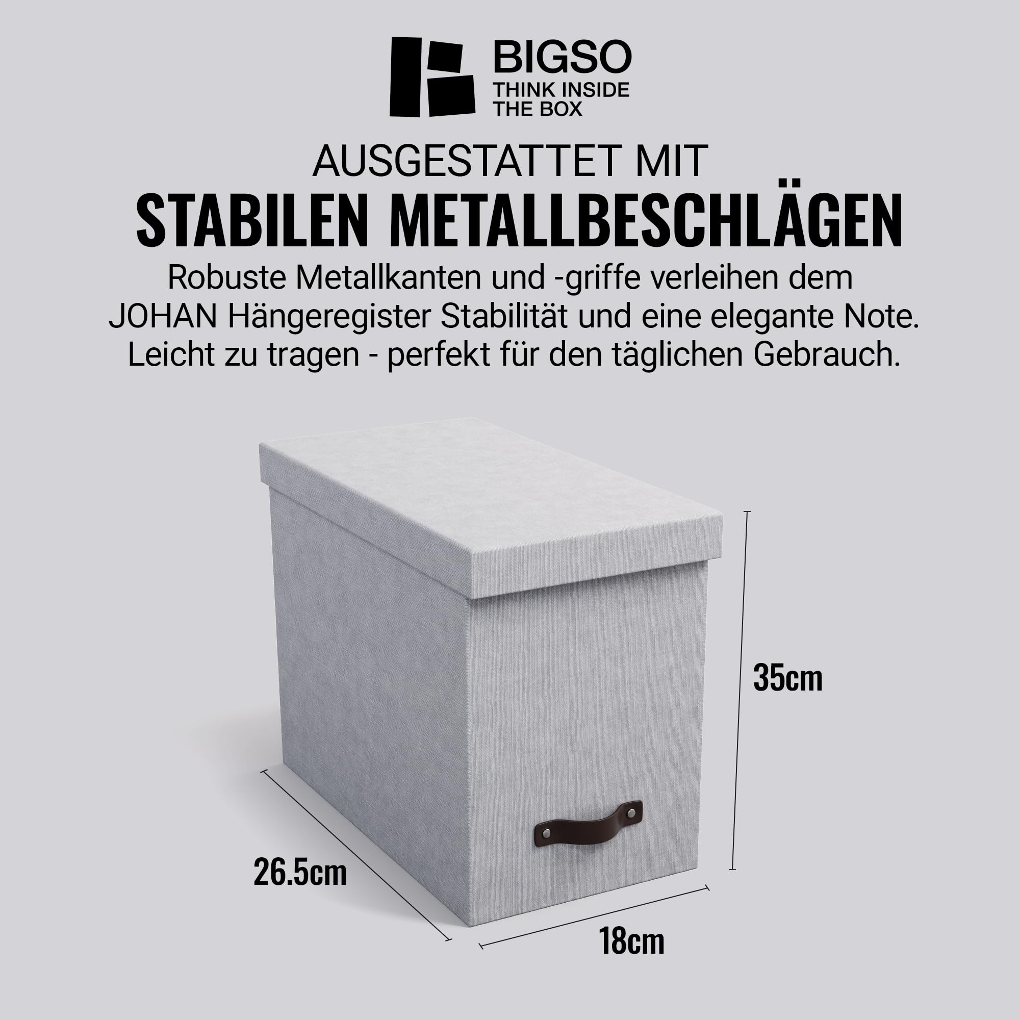 Bigso Box of Sweden 944154144 Porte Dossier Panneau de Fibre Gris 35 x 18,5 x 27 cm