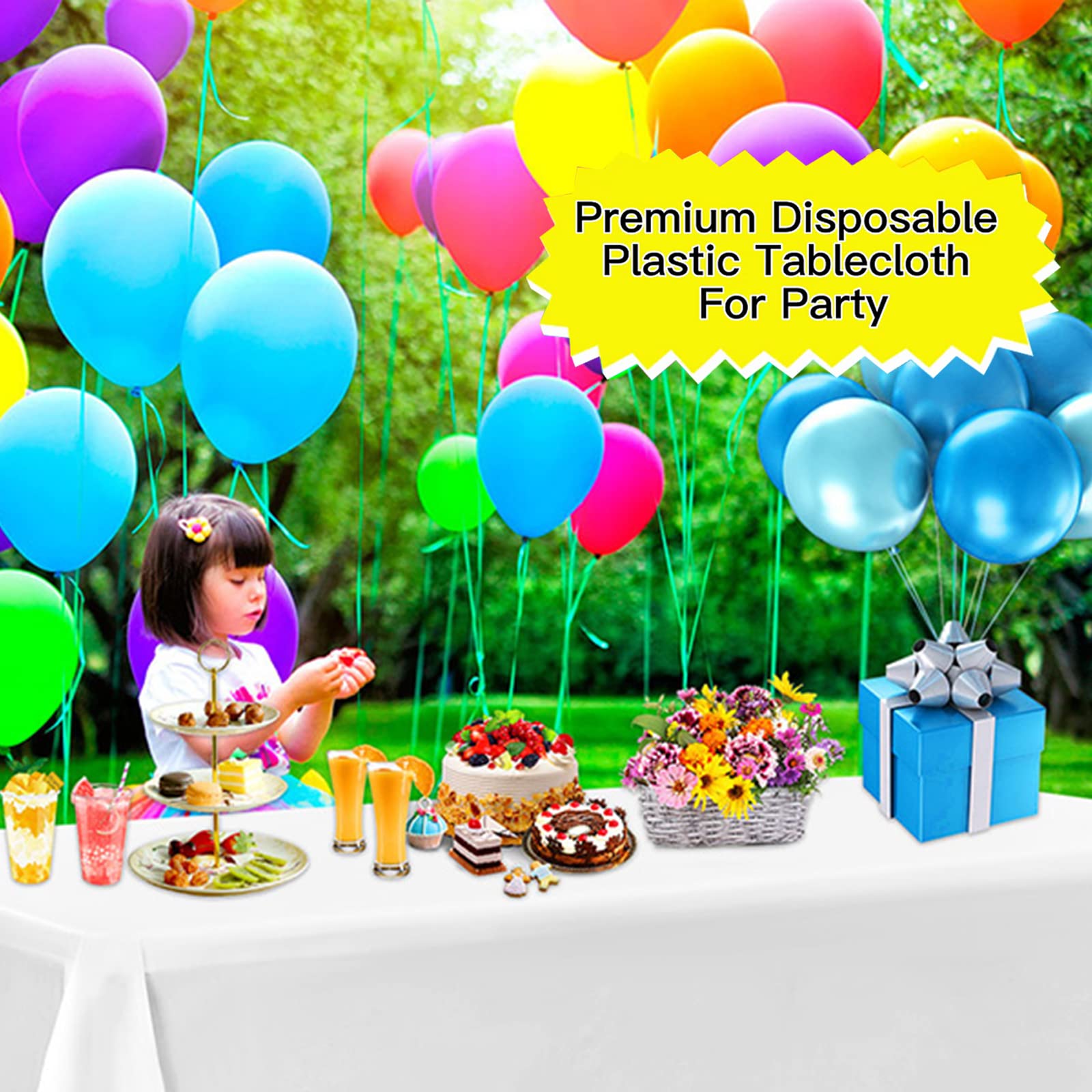 20 confezioni di tovaglia bianca per tavoli rettangolari tovaglie monouso in plastica bianca per feste di compleanno, matrimonio, ricevimento, addio al nubilato, baby shower