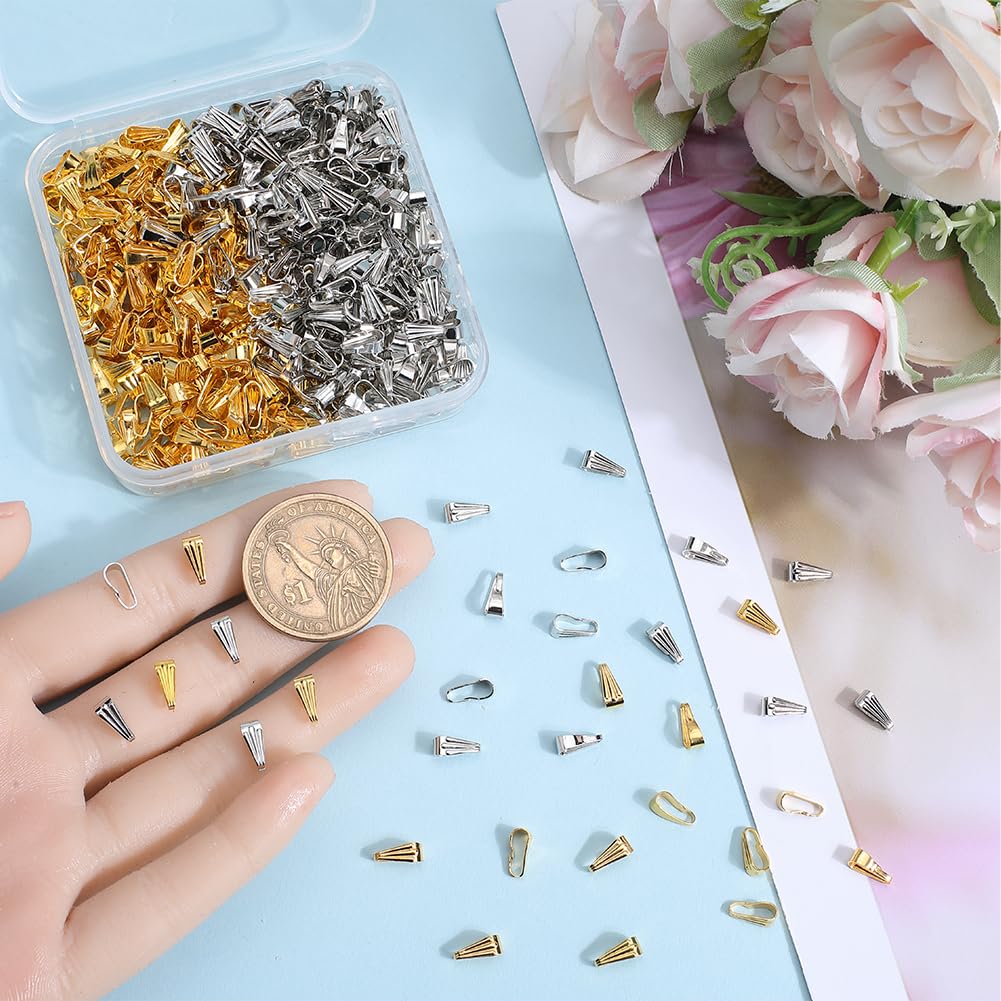 SOFPLATE 1 Box 600Pcs Gold Snap Bails Silver jewellery Pinch Bail Bulk Brass Metal Hook Claw Clasp Pendant Charms Chain Links Connector Clasps for Necklace jewellery Making Bracelets Earrings DIY - Image 3