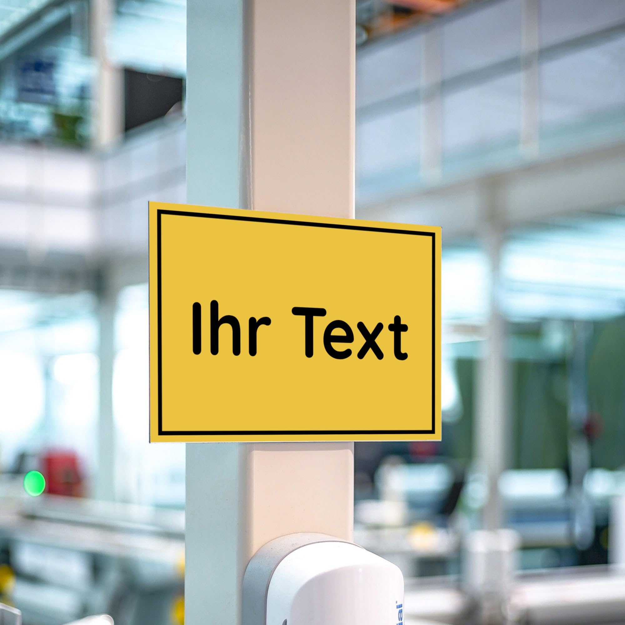 Schild mit Wunschtext selber gestalten – Alu-Schild für Privatgrundstück, Privatparkplatz, Baustelle, etc. – wetterfestes Alu-Verbund Hinweisschild (300 x 200 x 4 mm | Signalgelb)