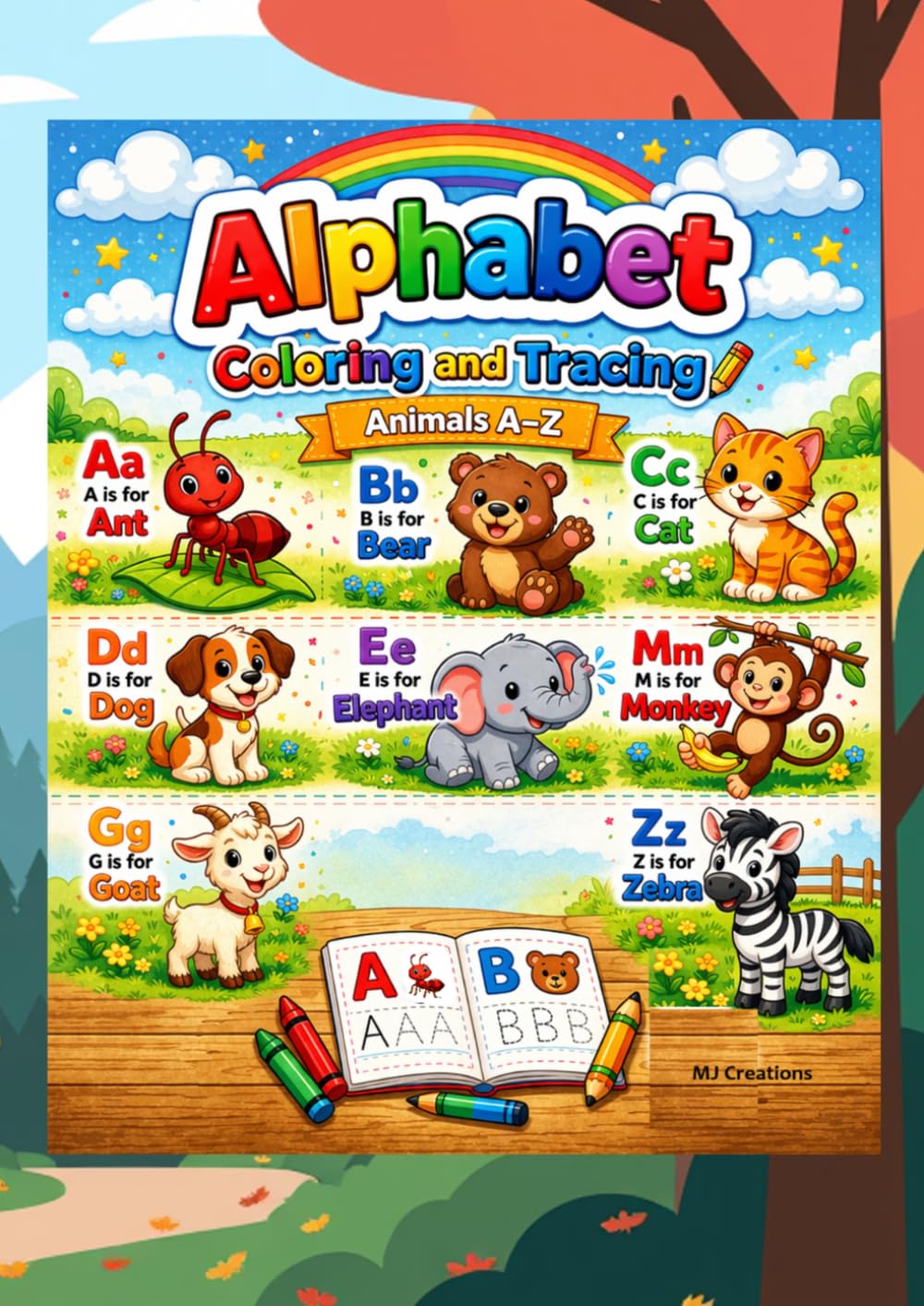 Alphabet Coloring and tracing book for kids: Alphabet Coloring book both upper and lower case along with tracing and small animal images to color
