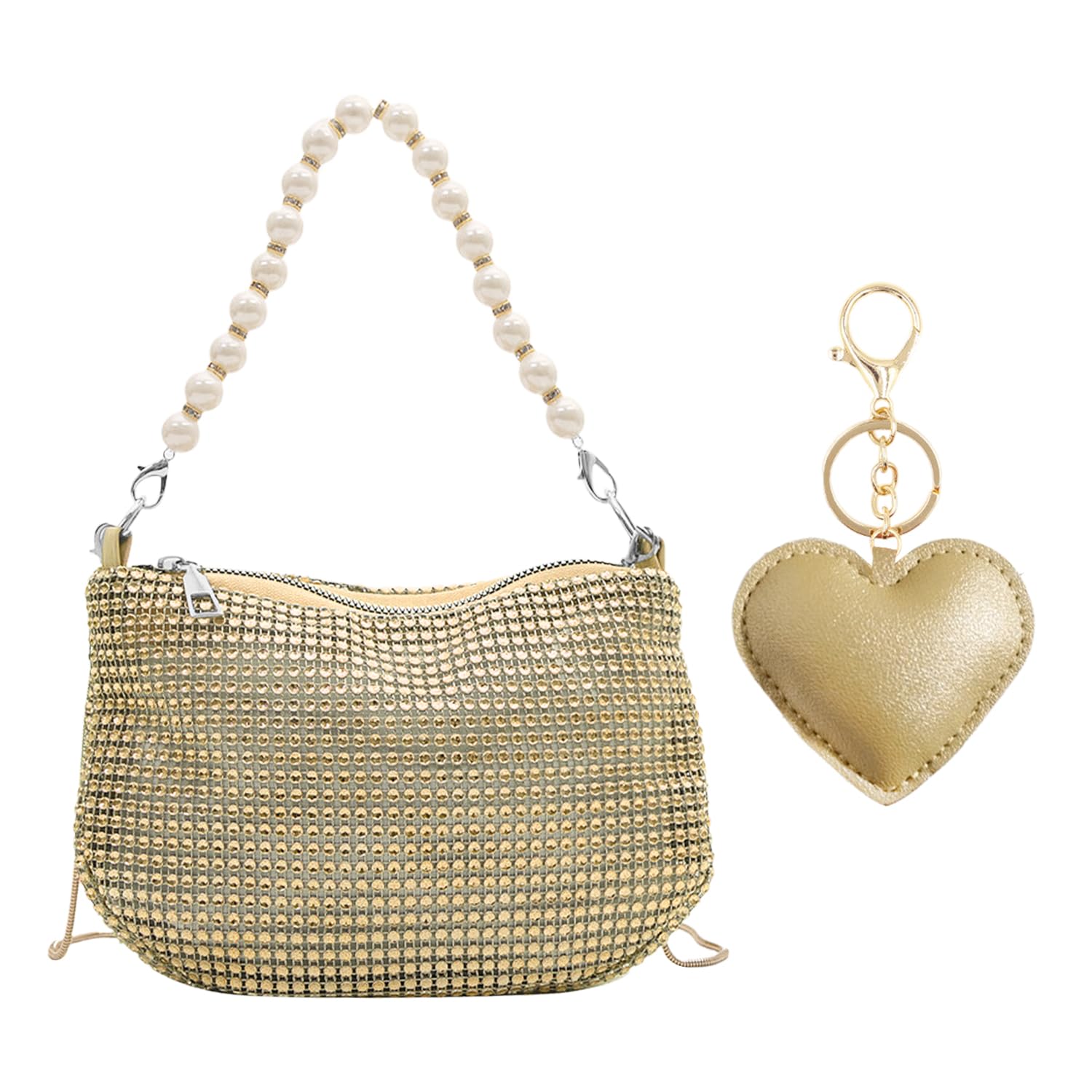 RNSKFG 1 Pearl Handbag And 1 Leather Love Pendant, Ele Clutch, Fashionable Shoulder Bag, Suitable For Weddings And Parties.
