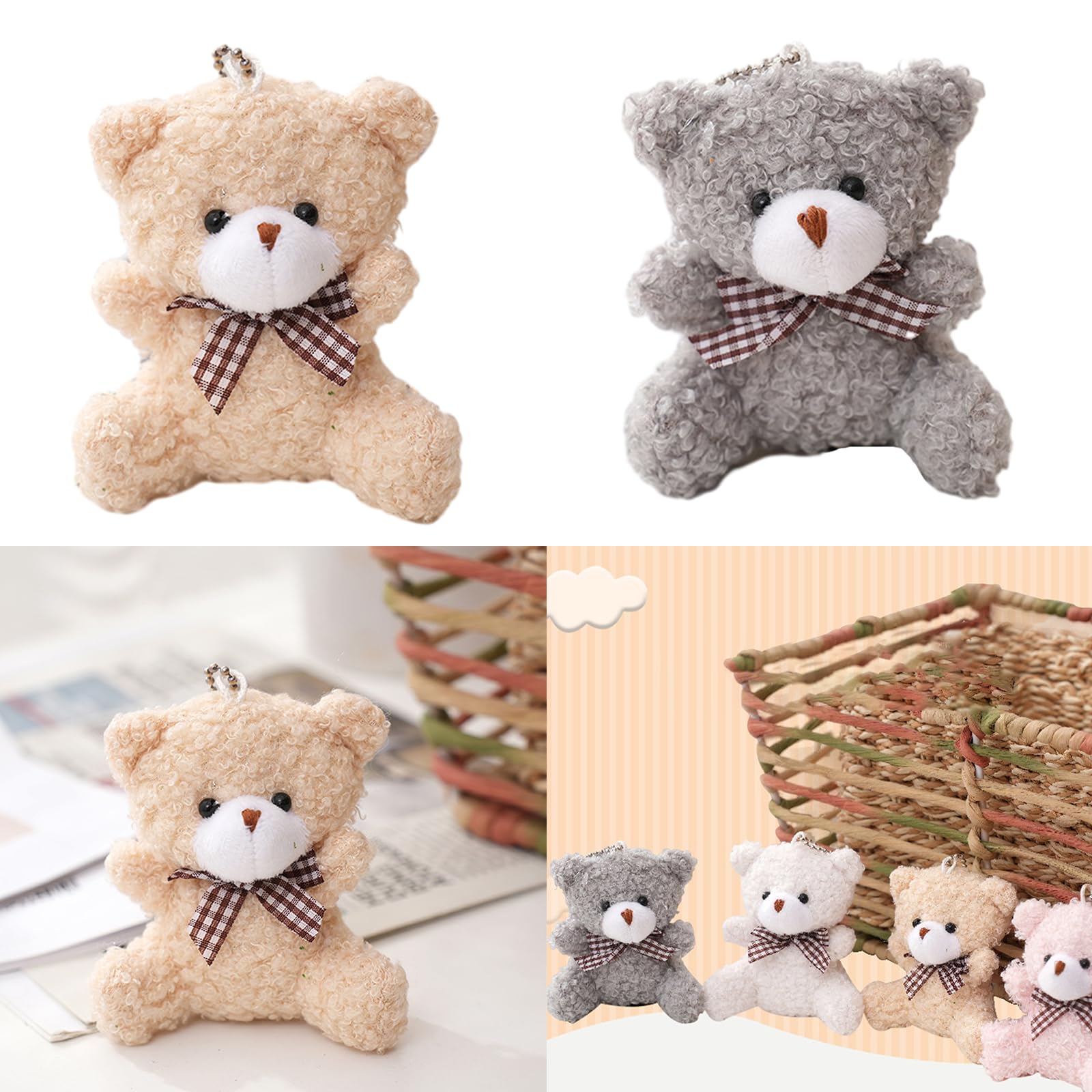 Amazon.co.jp: KANGQL ぬいぐるみベアキーホルダー、ミニベア かわいい