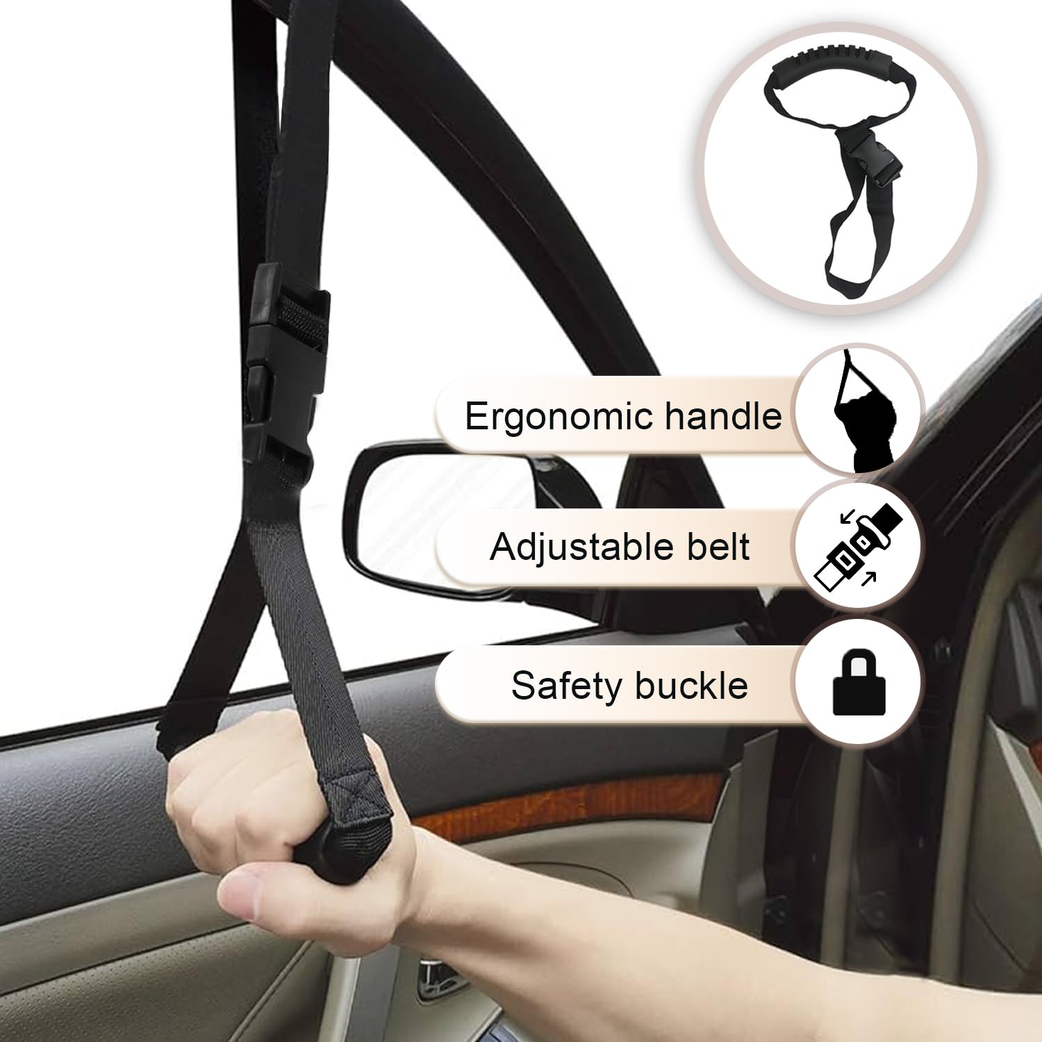 2 PCS Manija De la Puerta Del Coche para Ancianos, Asa De Soporte para Automóvil, Manija de Asistencia para Automóvil para Personas Mayores, Manija Multifunción(Azul)