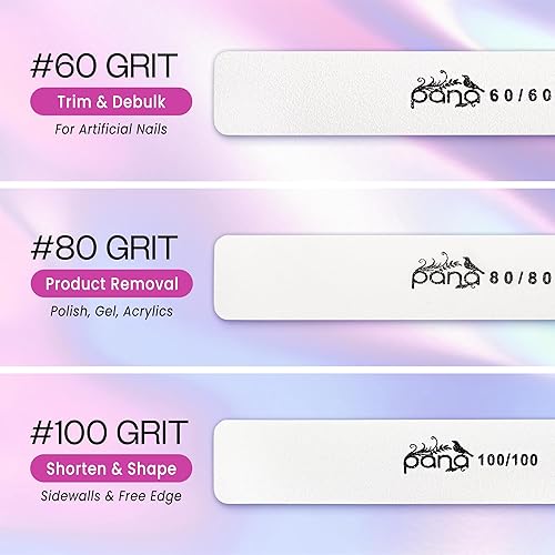 Miniatura 4 de PANA Lima de uñas Emery Jumbo de doble cara para manicura, pedicura, uñas naturales y acrílicas, color blanco (grano 180/180), paquete de 50 unidades