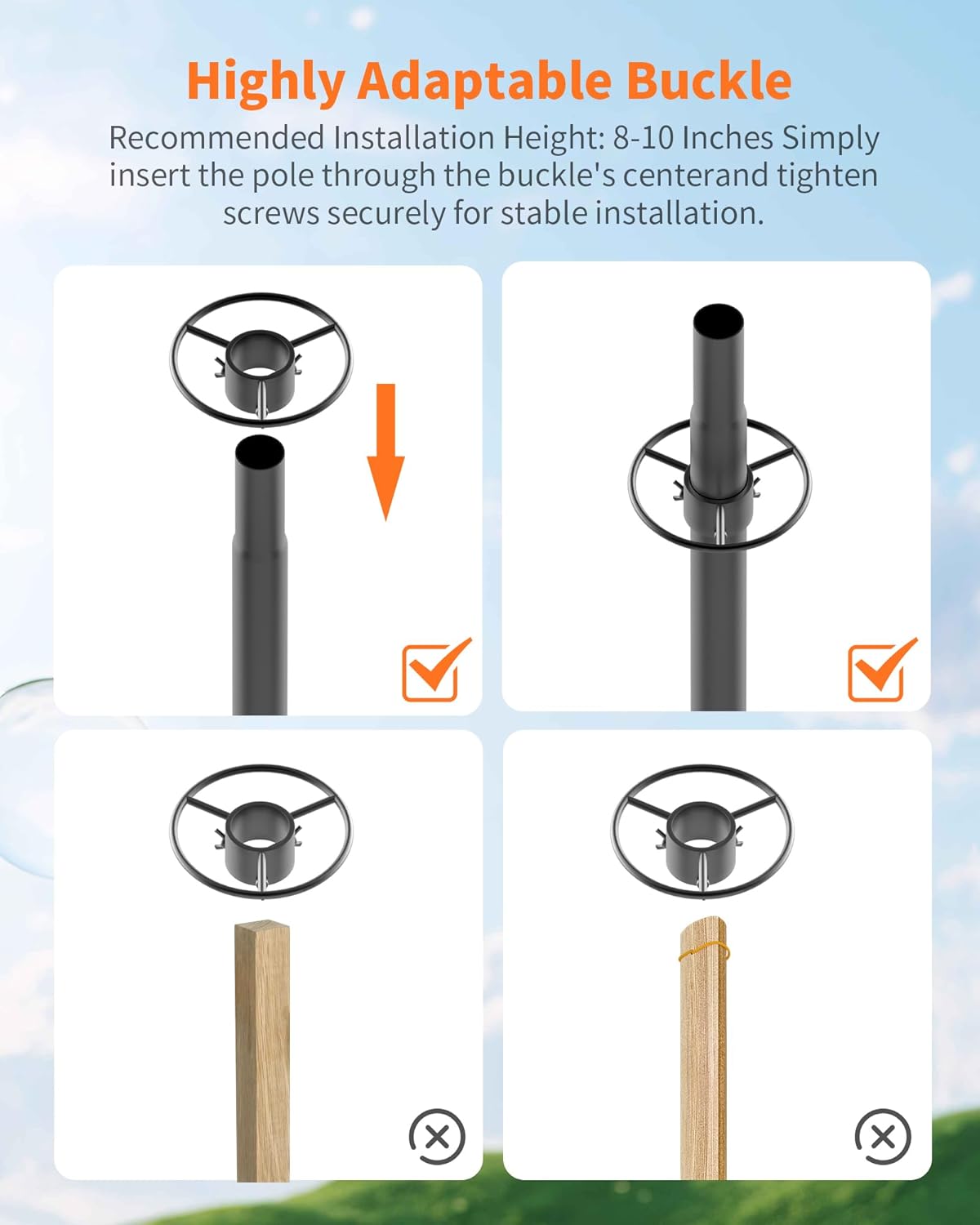 75 in Bird Feeder Pole+PC Squirrel Baffle