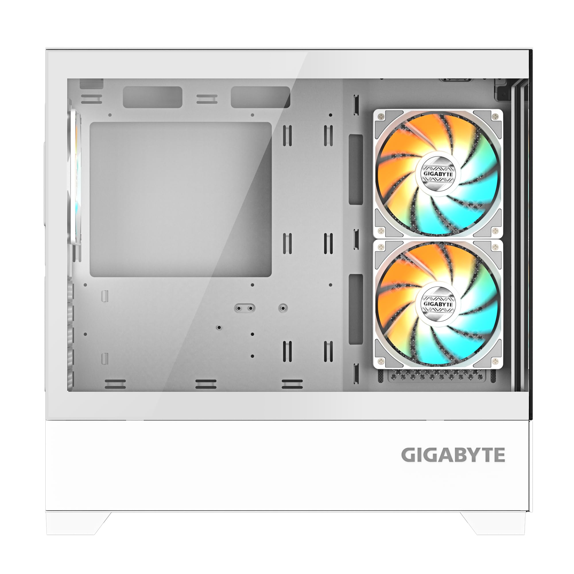 GIGABYTE C201 PANORAMIC ICE Case per PC – Mid Tower, m-ATX, supporto radiatore da 360 mm, 3 ventole preinstallate, USB 3.0, supporto RGB Fusion