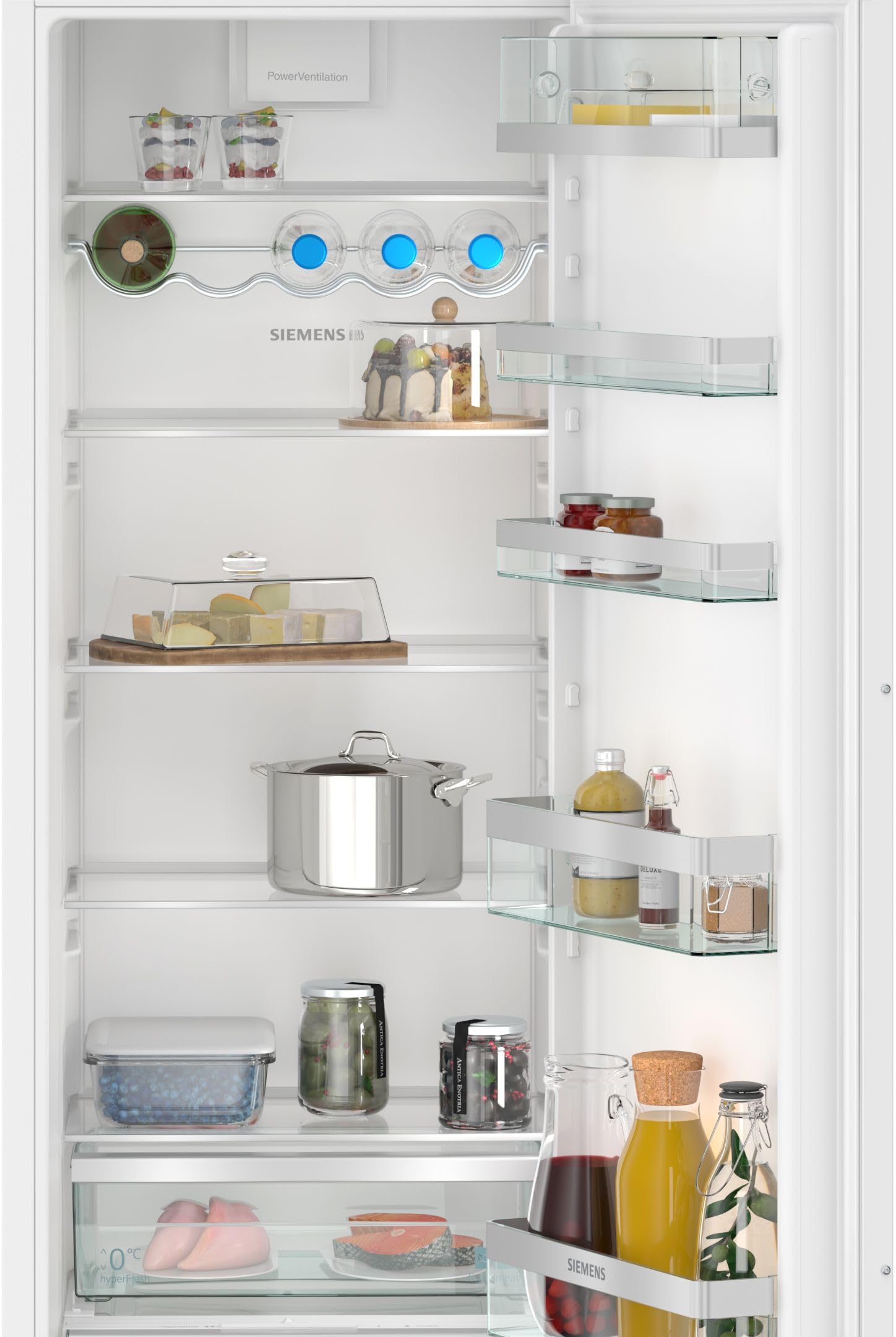 Siemens KI81RADD0, iQ500, Einbau-Kühlschrank, 177,5 x 56 cm Nische, 310 L, Made in Germany, bottleRack für Flaschen, 2x längere Frische, schnellere Kühlung, softClosing-Tür, sehr Leise, Flachscharnier