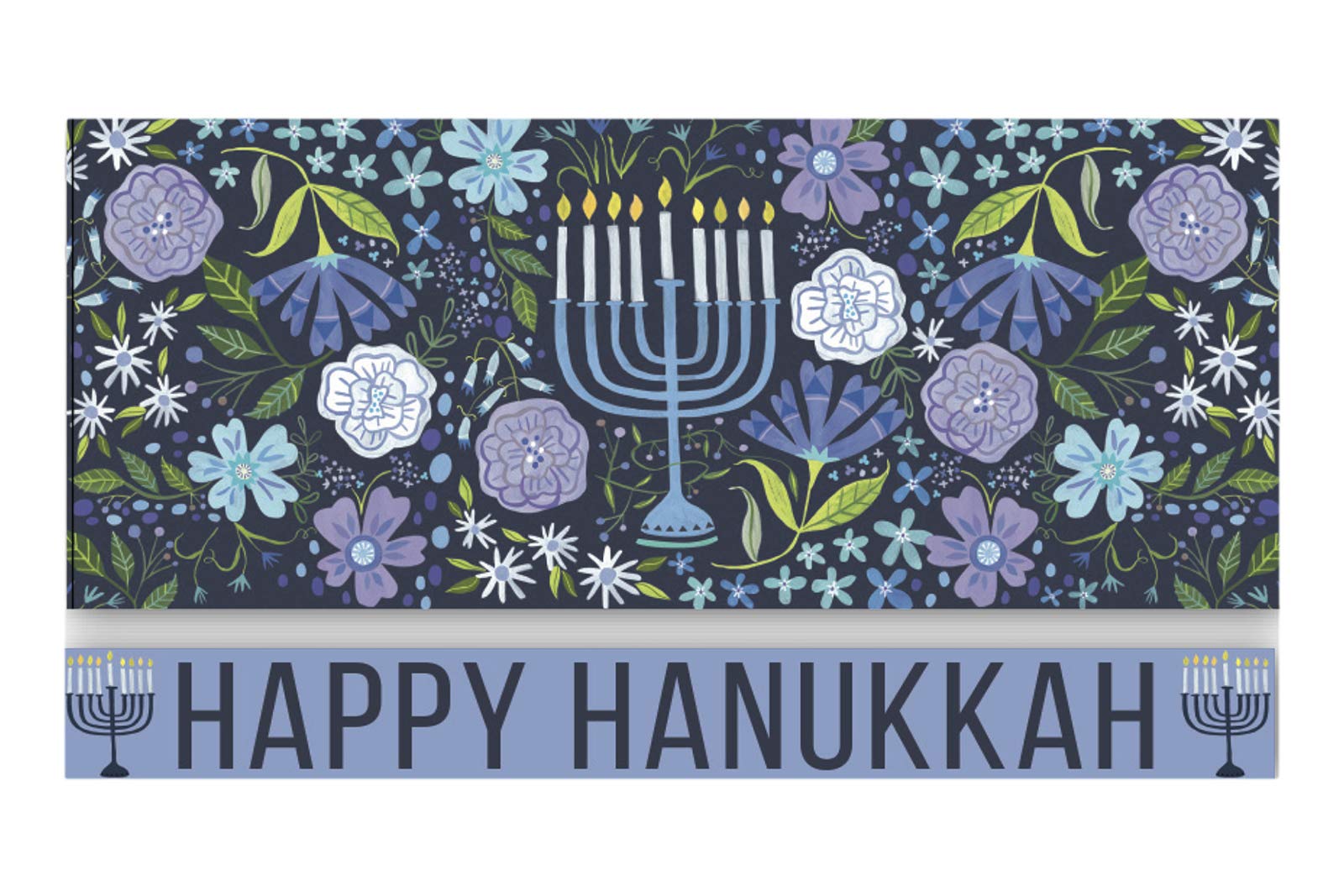 LUXPaper Currency Envelopes | 3 1/2" x 8 1/2" | Outer Envelopes Included | Floral Menorah | 70lb. Text | 5 Qty