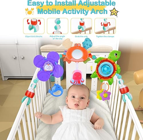 Miniatura 2 de ALBAS ELFIN Juguete de arco de cochecito de bebé, juguetes de moisés para cuna, juguetes Montessori Sensorial de viaje para asiento de coche, arco