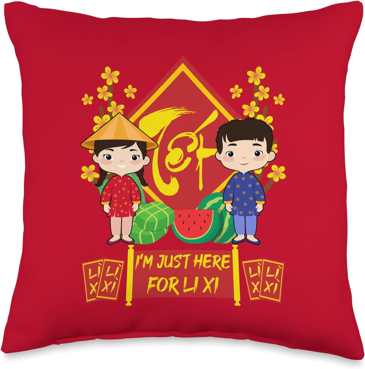 Kids Vietnamese New Year 2026 | I'm Just Here For Li Xi Throw Pillow