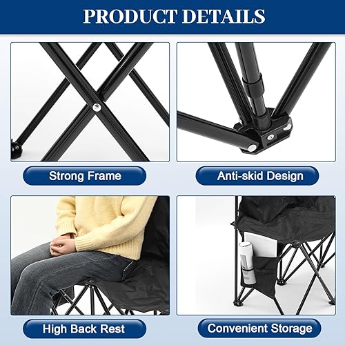 Miniatura 4 de Kigley Banco de fútbol plegable, portátil, para equipo deportivo, para campamento de fútbol, viajes, eventos, asientos al aire libre con bolsa