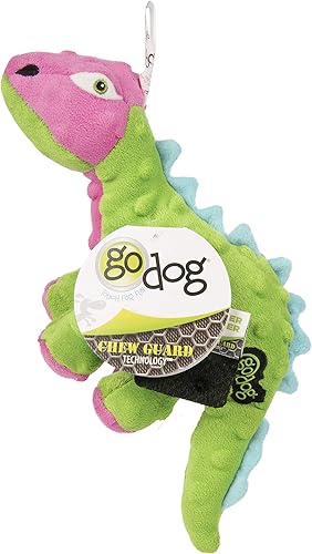 Miniatura 9 de goDog Dinos Spike Squeaky - Juguete de peluche para perro, tecnología Chew Guard, verde, pequeño
