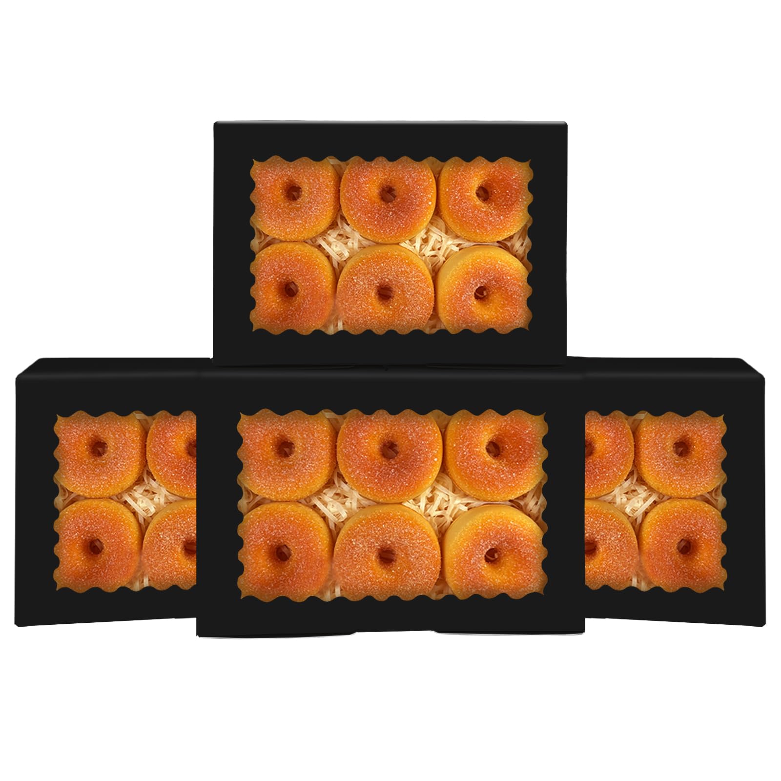 Gcardist 6Pcs Black Cookie Box with Window 22.9x15.2x6.4cm Pastry Macaron Bakery Box For Packaging