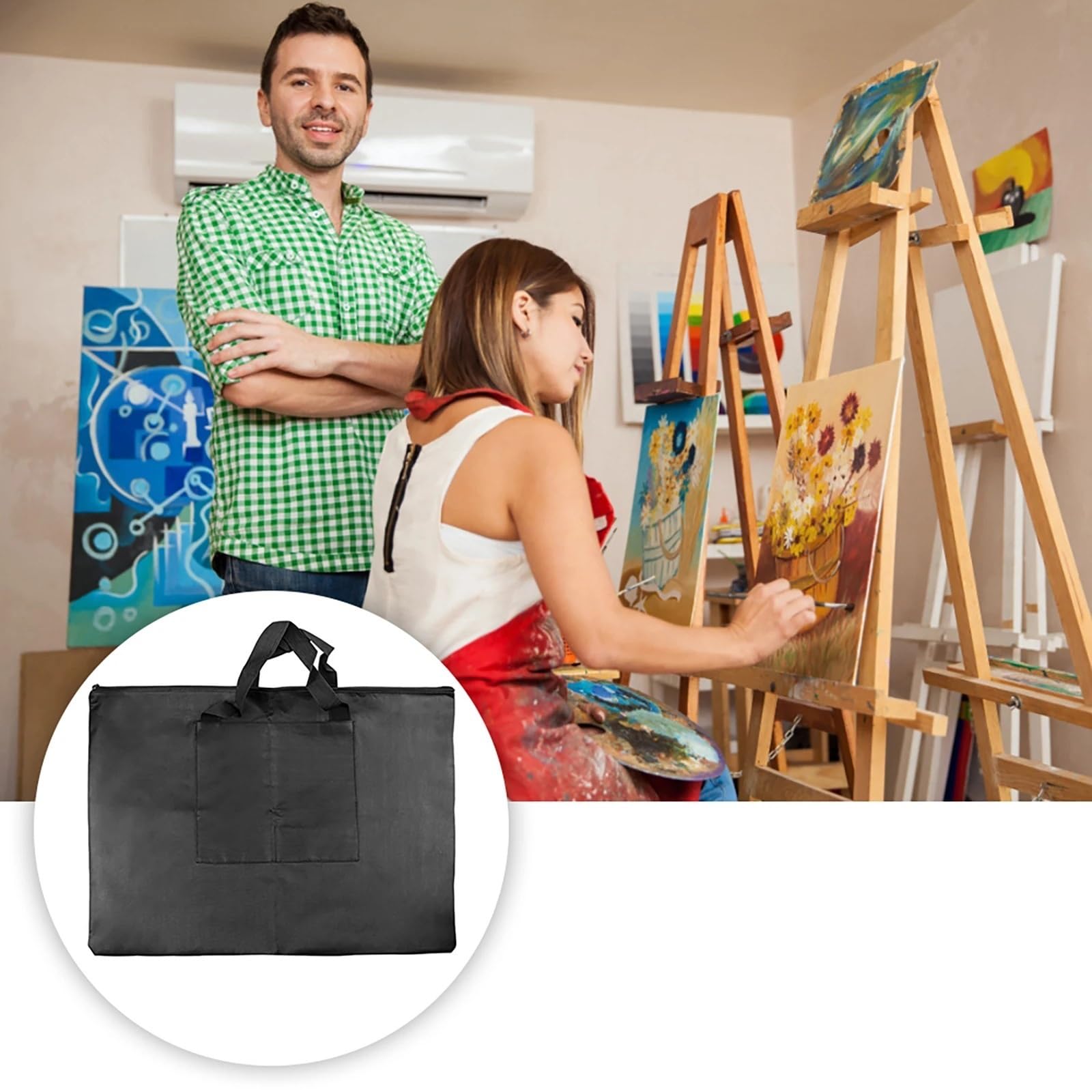 Bolsa para Portafolios De Arte Bolsa de portafolio de Arte, Bolsa for bocetos de Pintura con Bolsillo Exterior y asa, Bolsa for Tablero de Pintura for Artistas, Estudiantes, Trabajos de Arte