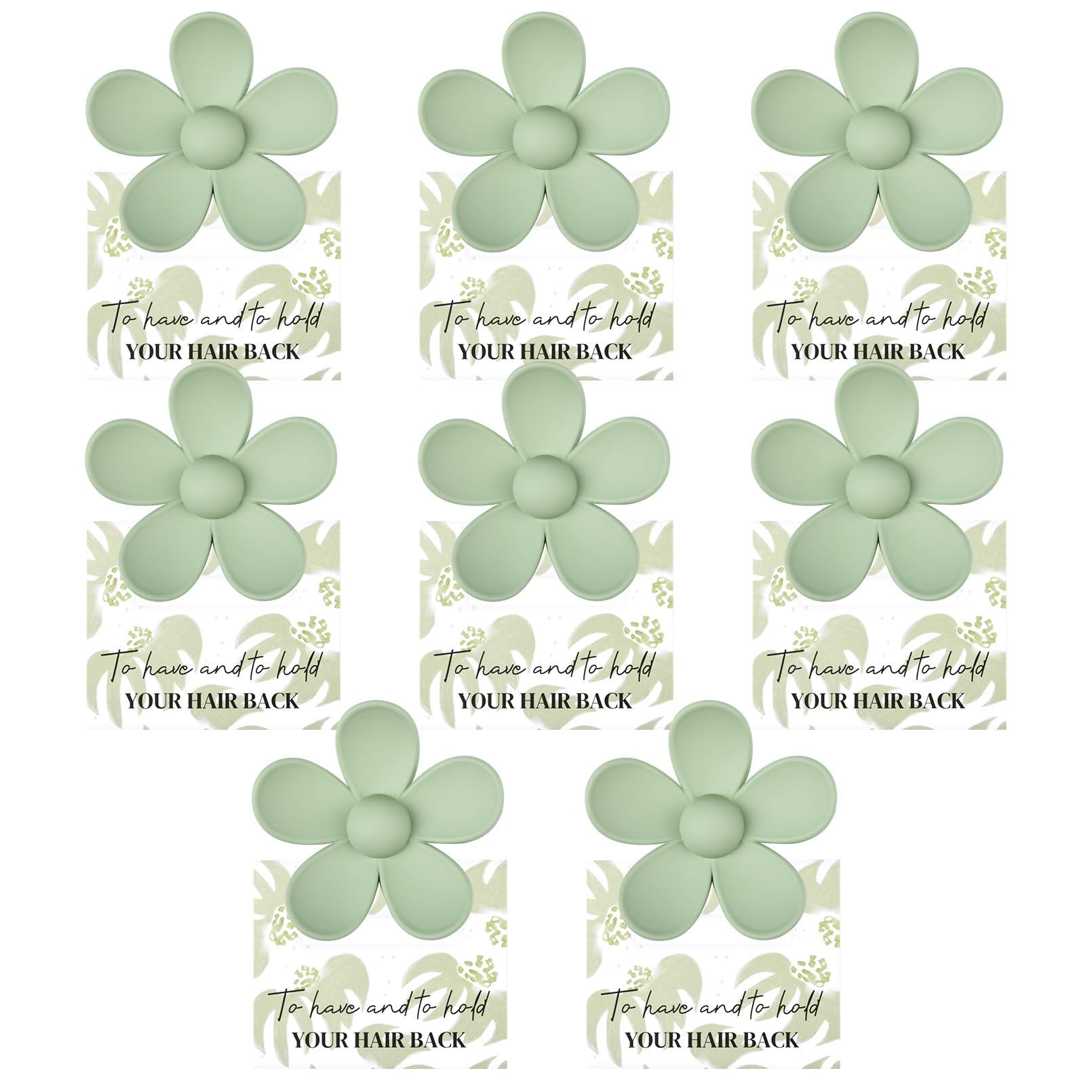 DEEKA Floral Hair Clip - 8 Pack Bridesmaid Proposal Gifts with Floral Card Hair Clips, Sage Green, for Bridesmaids Bachelorette Party Favors