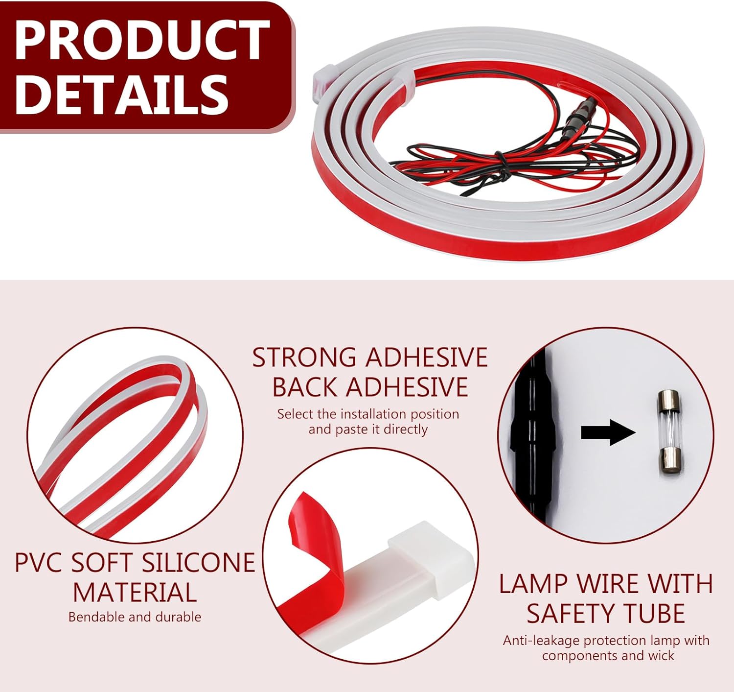 1 PC Car Hood Gap LED Light Bar, 70 Through-Start Scanning Cool Decorative Light Strips, Hidden Installation Waterproof Daytime Running Lights, Universal for Cars Exterior Lights (White)