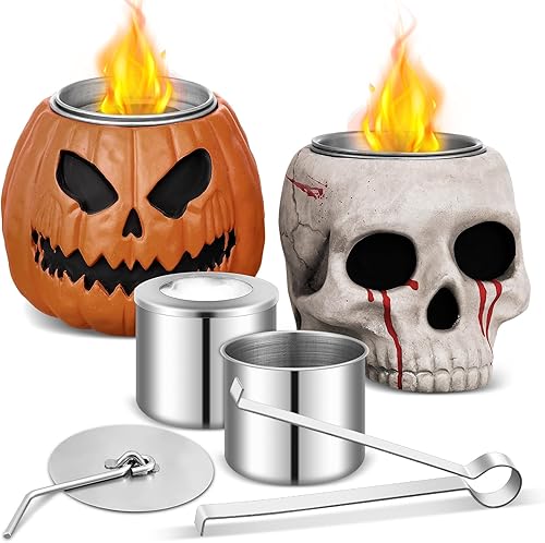 Umigy 2 piezas de mesa de Halloween para fogata de mesa con alcohol frotador, decoración de fogata para interiores y exteriores, chimenea portátil