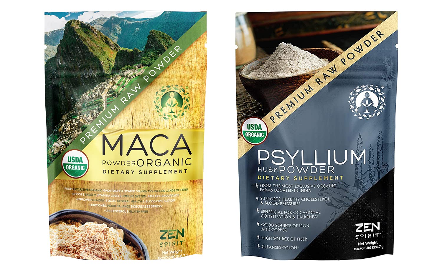 Zen Spirit Maca & Psyllium Powder - USDA & Vegan Certified