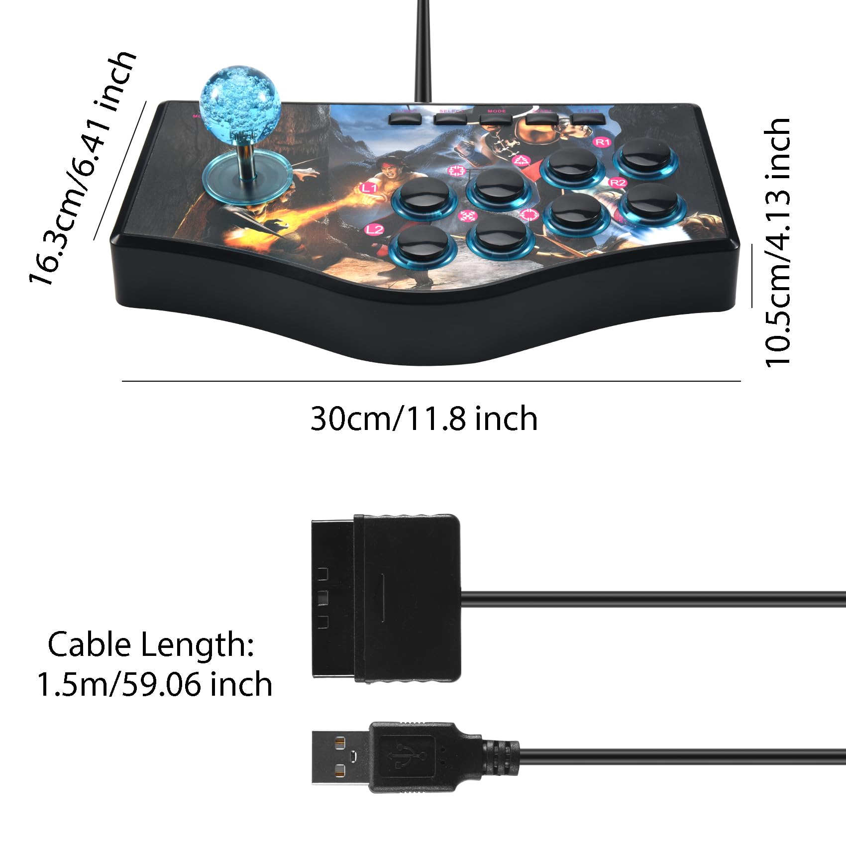Nettoppo Rétro Joystick Usb de Manette de de Contrôleur de Bascule D' pour Ps2 / / Pc/Android Smart Tv Vibrateur Intégré Huit Direction Joystick ()