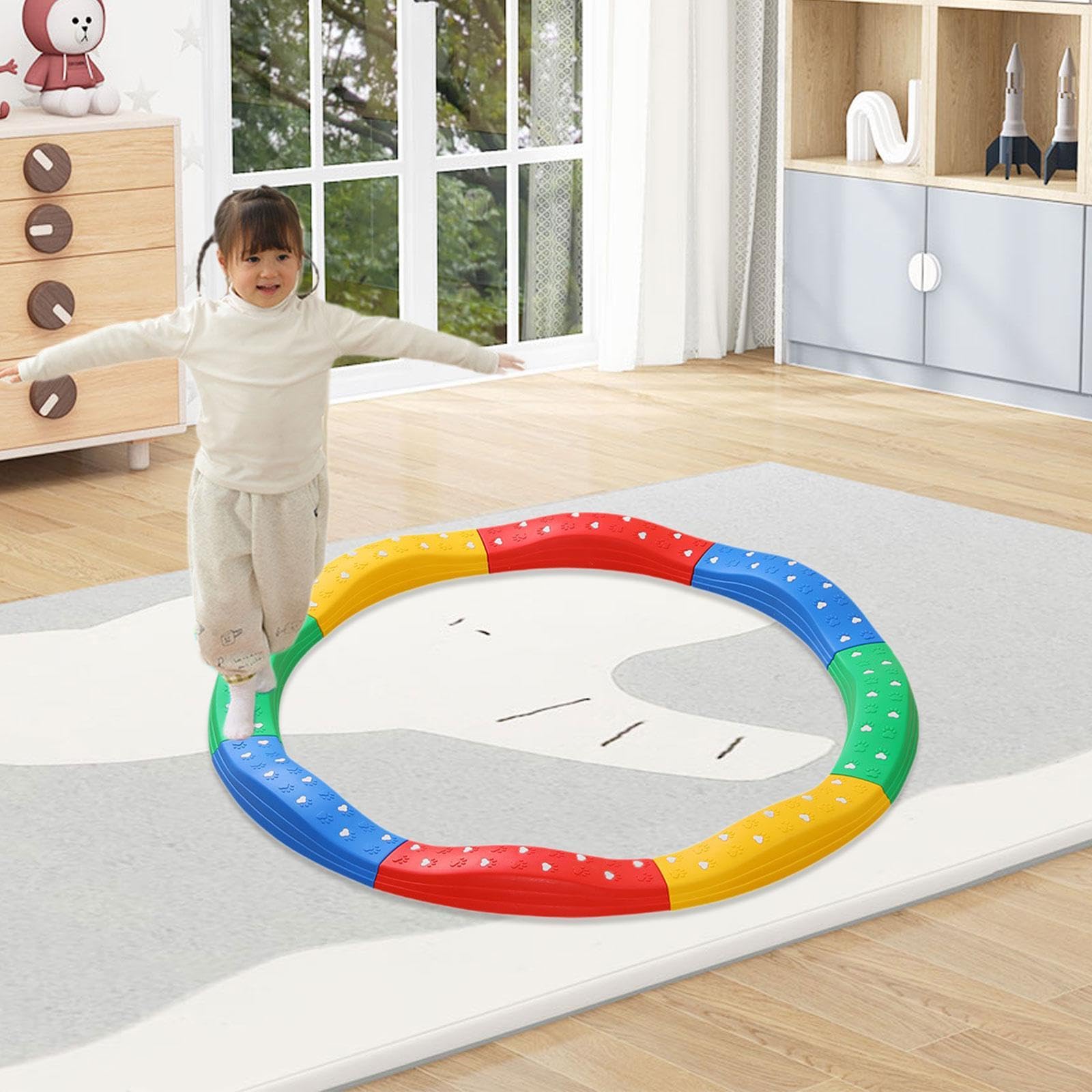 Trave di Equilibrio Giocattolo per Bambini, Percorso a Ostacoli per Interni Ed Esterni, 8 Pezzi Arcobaleno