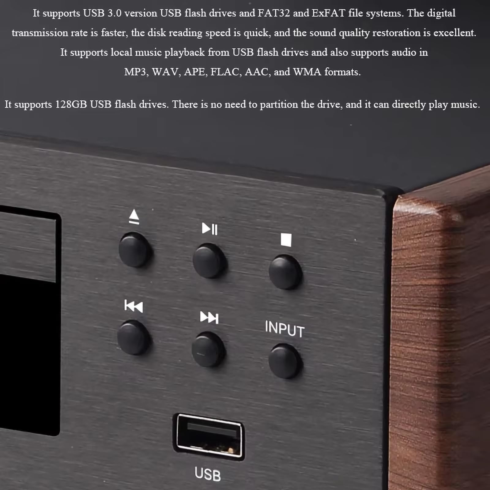 Lettore CD Hi-Fi lossless | Uscita ottica/coassiale, DAC 24 bit/96 kHz, chip ATS2853, supporta CD/MP3/WMA/USB, include telecomando, uscita audio digitale,Natural