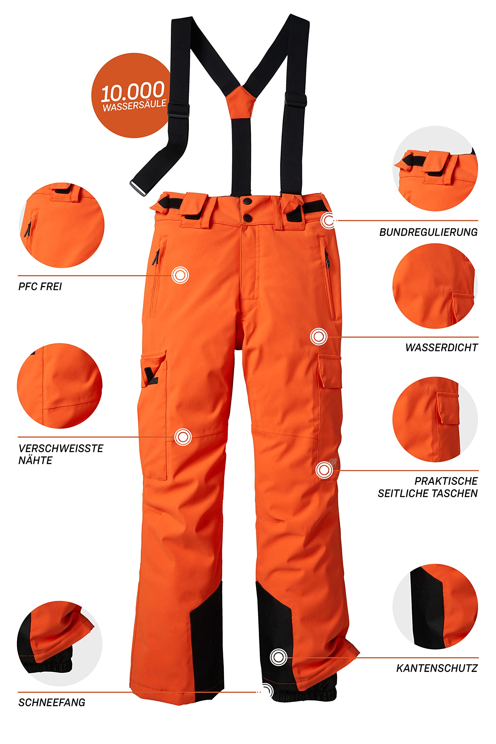 Killtec Ksw 183 Bys Ski Pnts - Pantalones funcionales de esquí con Peto Desmontable, paranieves y protección en los Bordes Niños