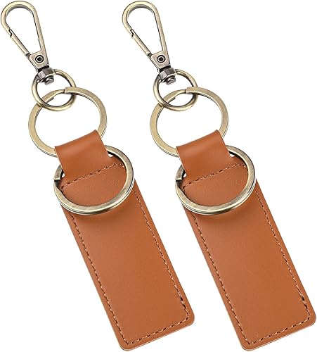 Abeillo 2PCS Leather Keychain, Car Key Chain, Key Fob Keychain for Men Women