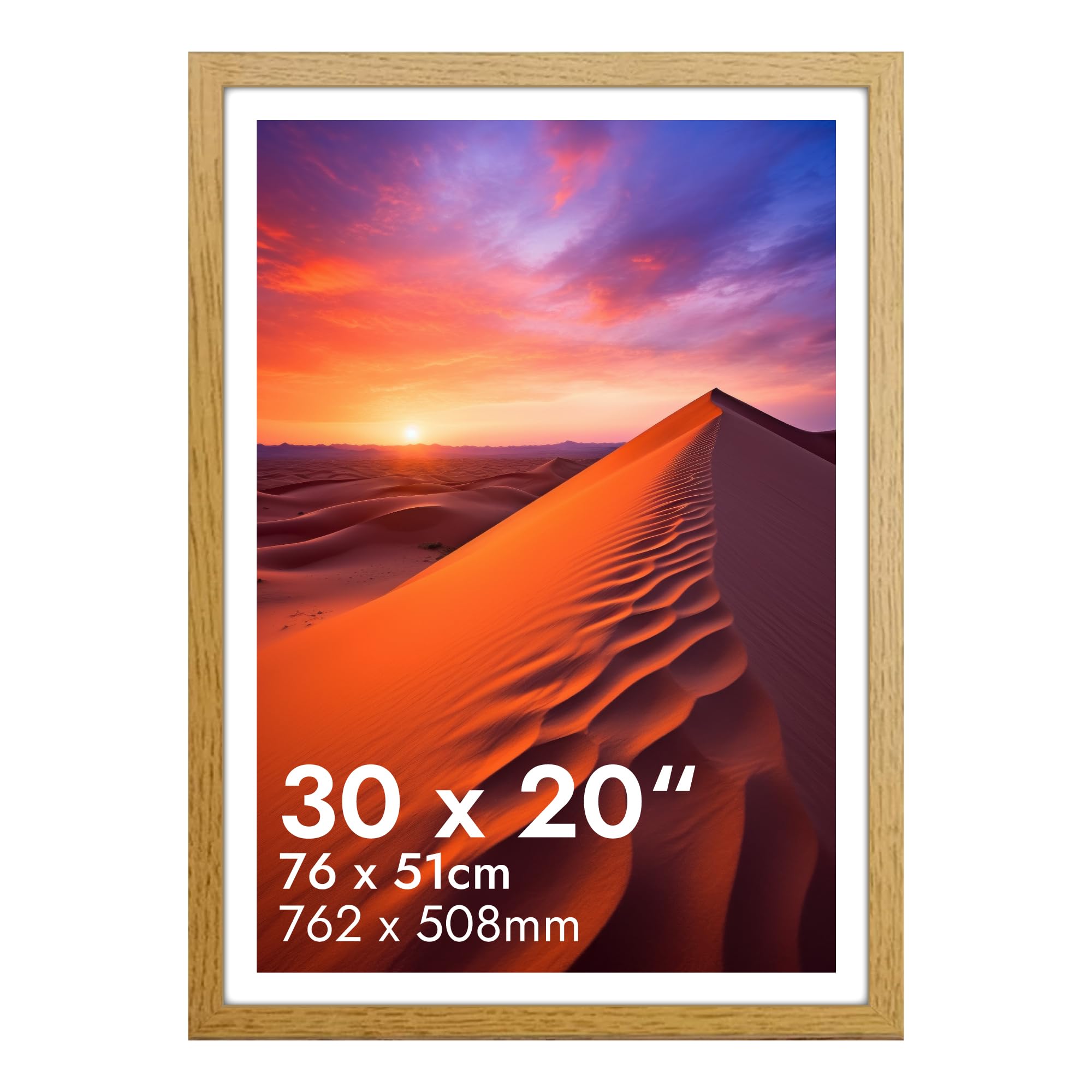 Hnk Homestore Oak Hnk 20X30 Inch Picture Frame Engineered Wood And Plexiglass, Photo Frame 76X51cm Dual Orientation Landscape Or Portrait, Picture Frame 30X20 Wall Hanging Display Photos For Home, Office