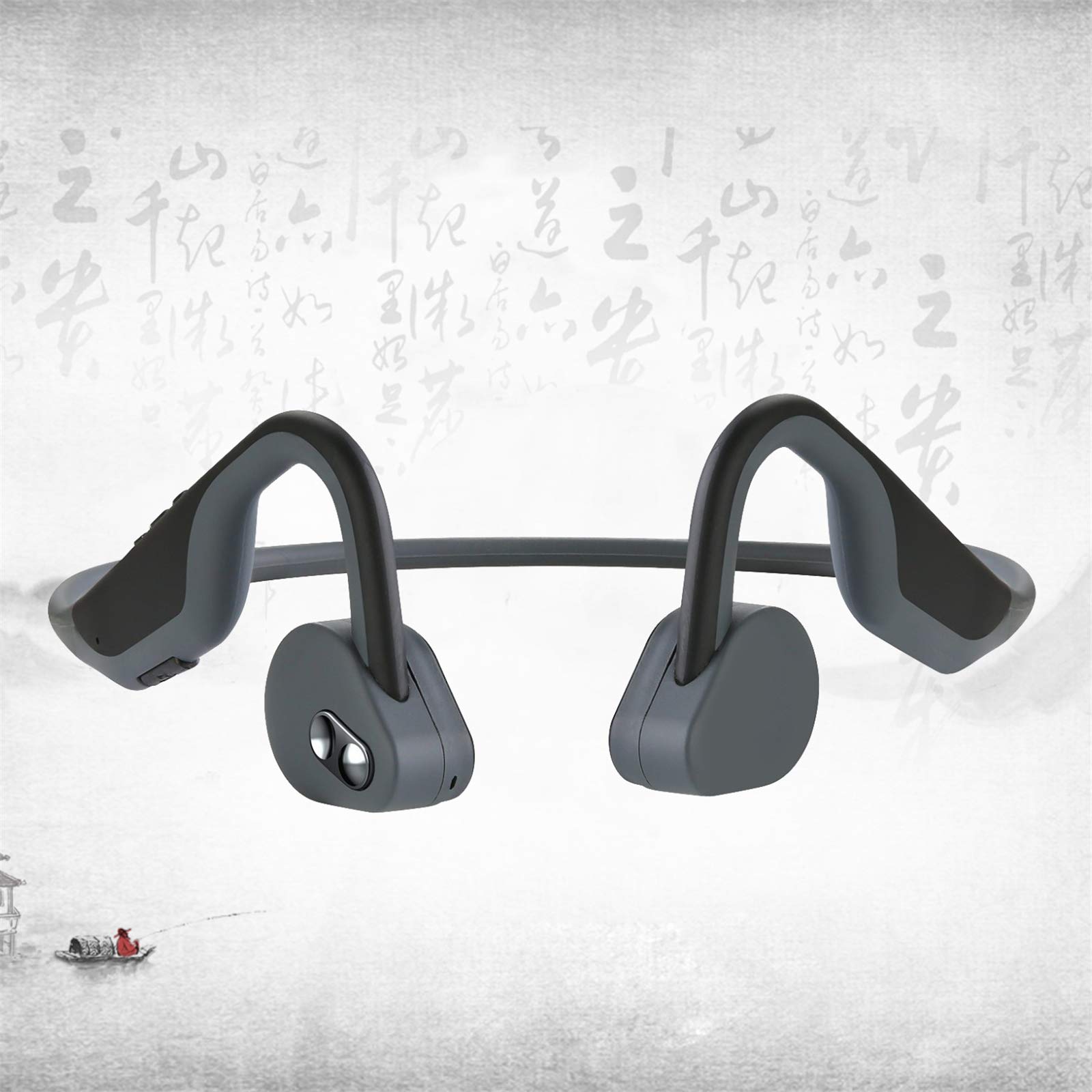 Cuffie di Conduzione Ossea, Cuffie Bluetooth Non Tappo Auricolari, Gancio Auricolare Wireless Vero Leggero, Adatto per L'esercizio Domestico, Auricolari Bluetooth Anti-Sudore per La Corsa,Grigio