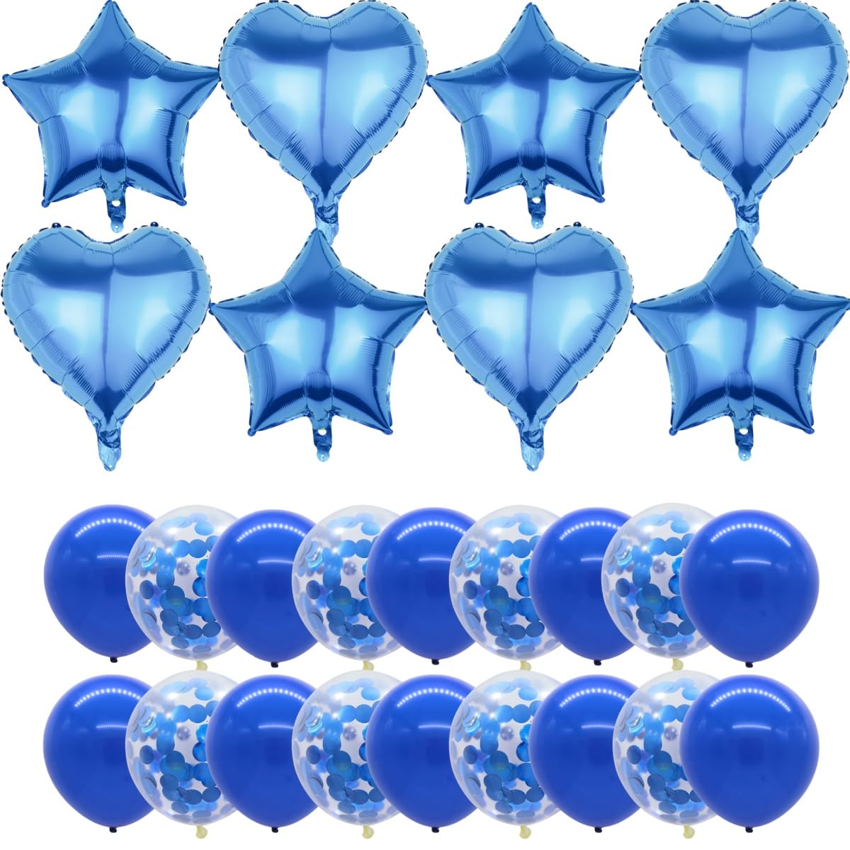 28 pcs 愛の風船 星の風船 バルーンセット 誕生日、記念日、ベビーシャワー、結婚式、レセプション、アフターパーティー、卒業式、学校や幼稚園の入場イベント (青)